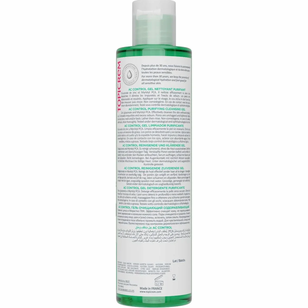 Topicrem AC Gel Nettoyant Purifiant 400 ml Peaux Sensibles Mixtes à Grasses