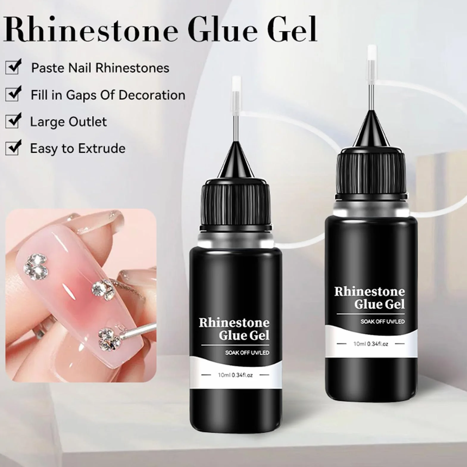 Gel de Strass 10 ml Longue Durée Adhésif Fort 3D Accessoires Design Ongles