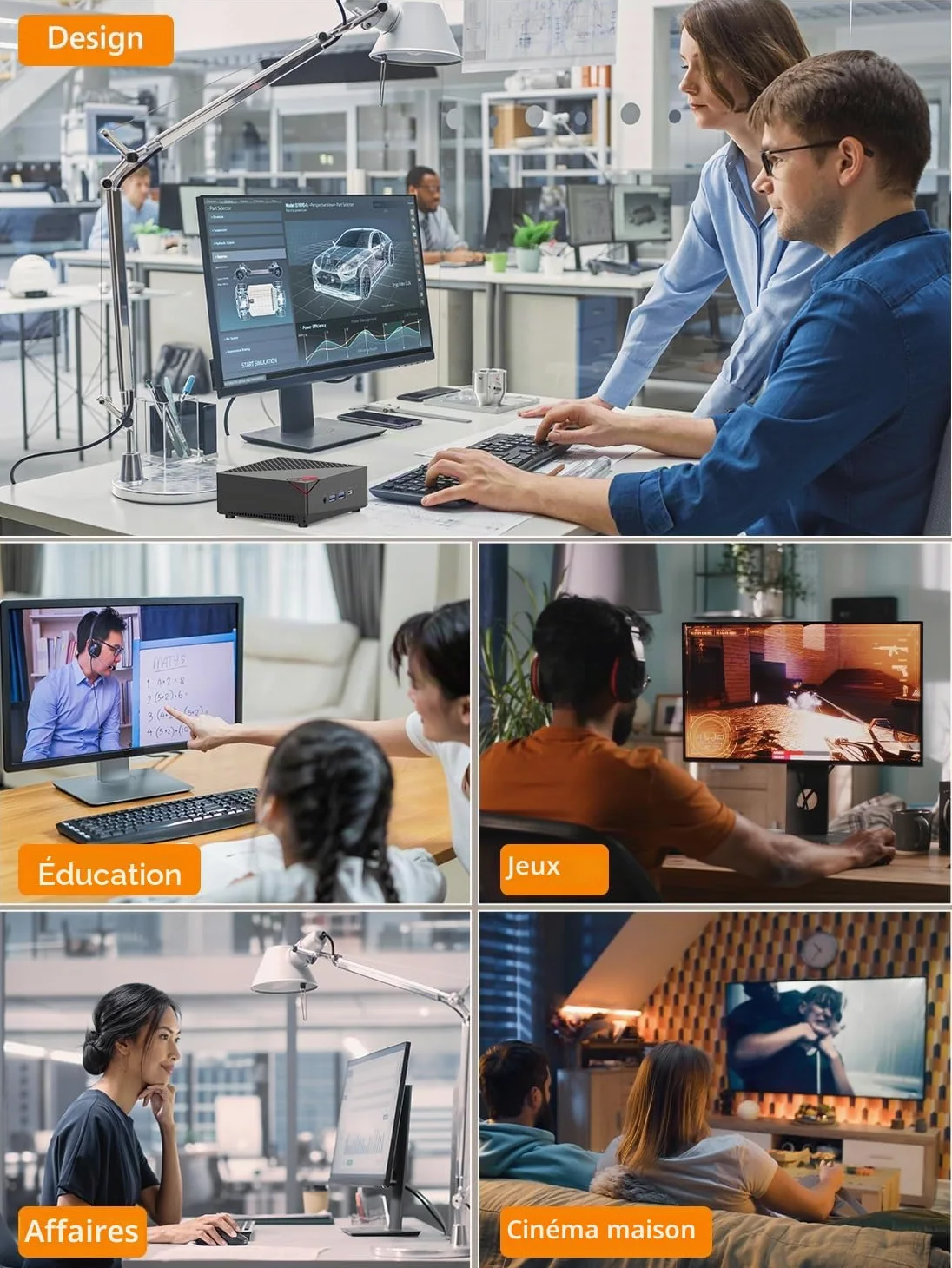 NiPoGi AM06 Pro Mini PC 16 Go DDR4 1 to M.2 SSD, АMD Ryzen 5 7430U, 6C/ 12T | jusqu'à 4,30 GHz, Mini ordinateur de bureau W-11 Pro pour école/bureau/HTPC, WiFi 6, Double LAN, triple écran 4K.