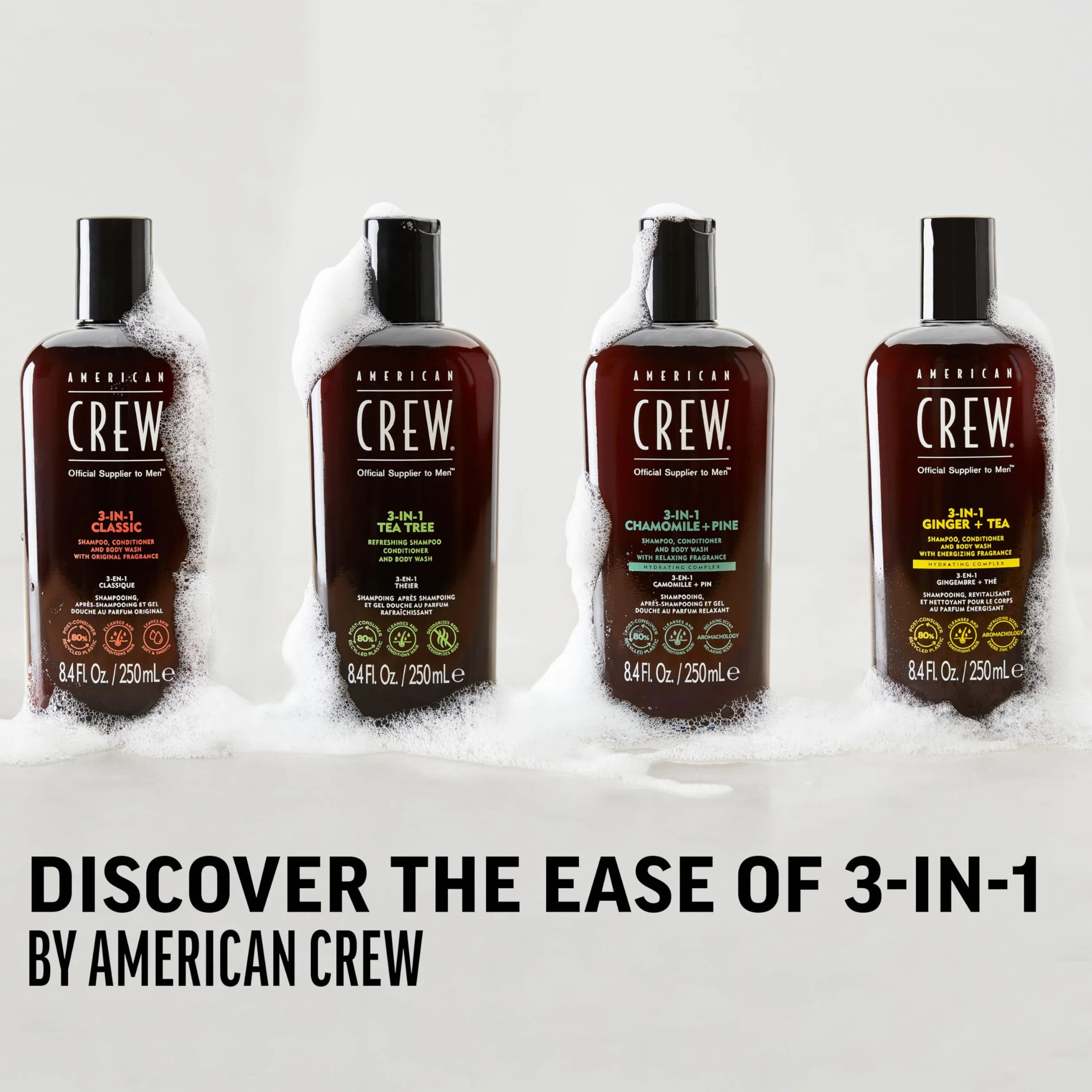 American Crew Shampoing 3 en 1 1000ml - Shampooing, Après-Shampoing & Gel Douche Cheveux et Corps