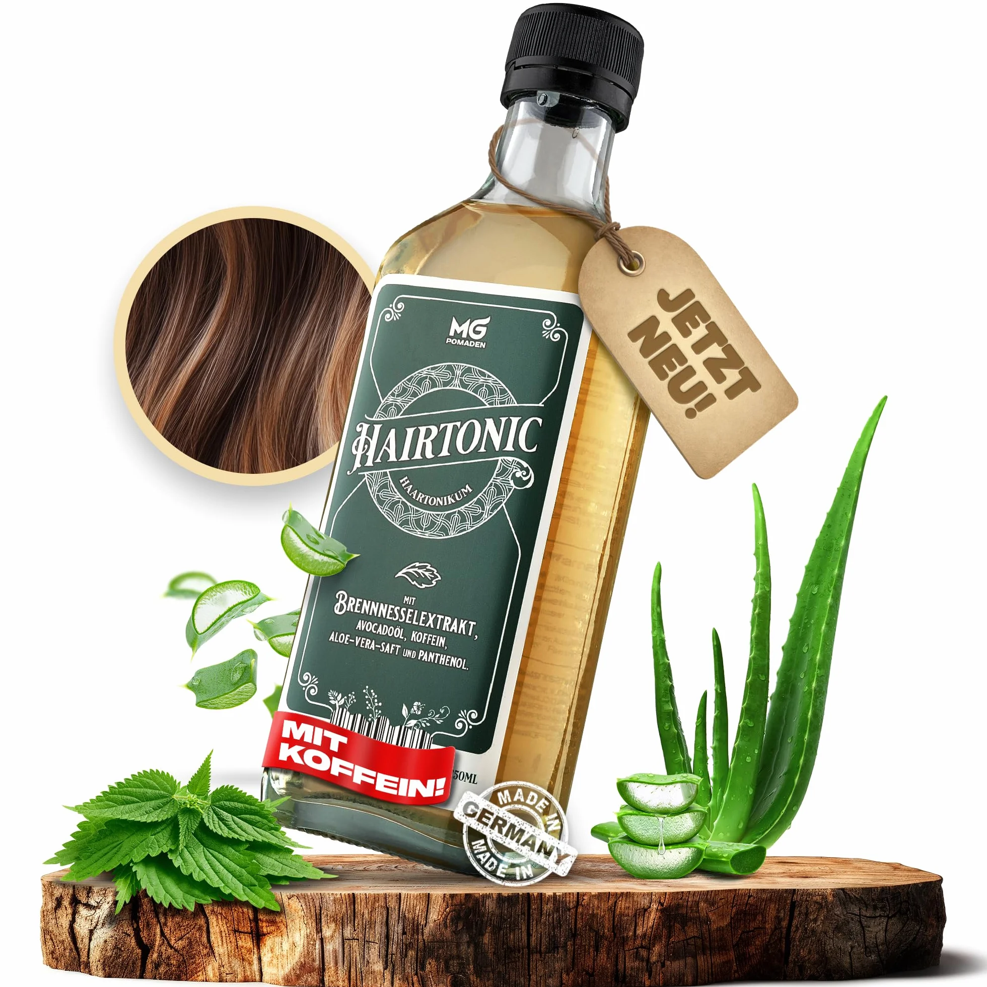 Hairtonic Lotion Capillaire à l’Ortie – Soin quotidien cuir chevelu & cheveux – Caféine, Aloe Vera, Panthénol – Sans rinçage