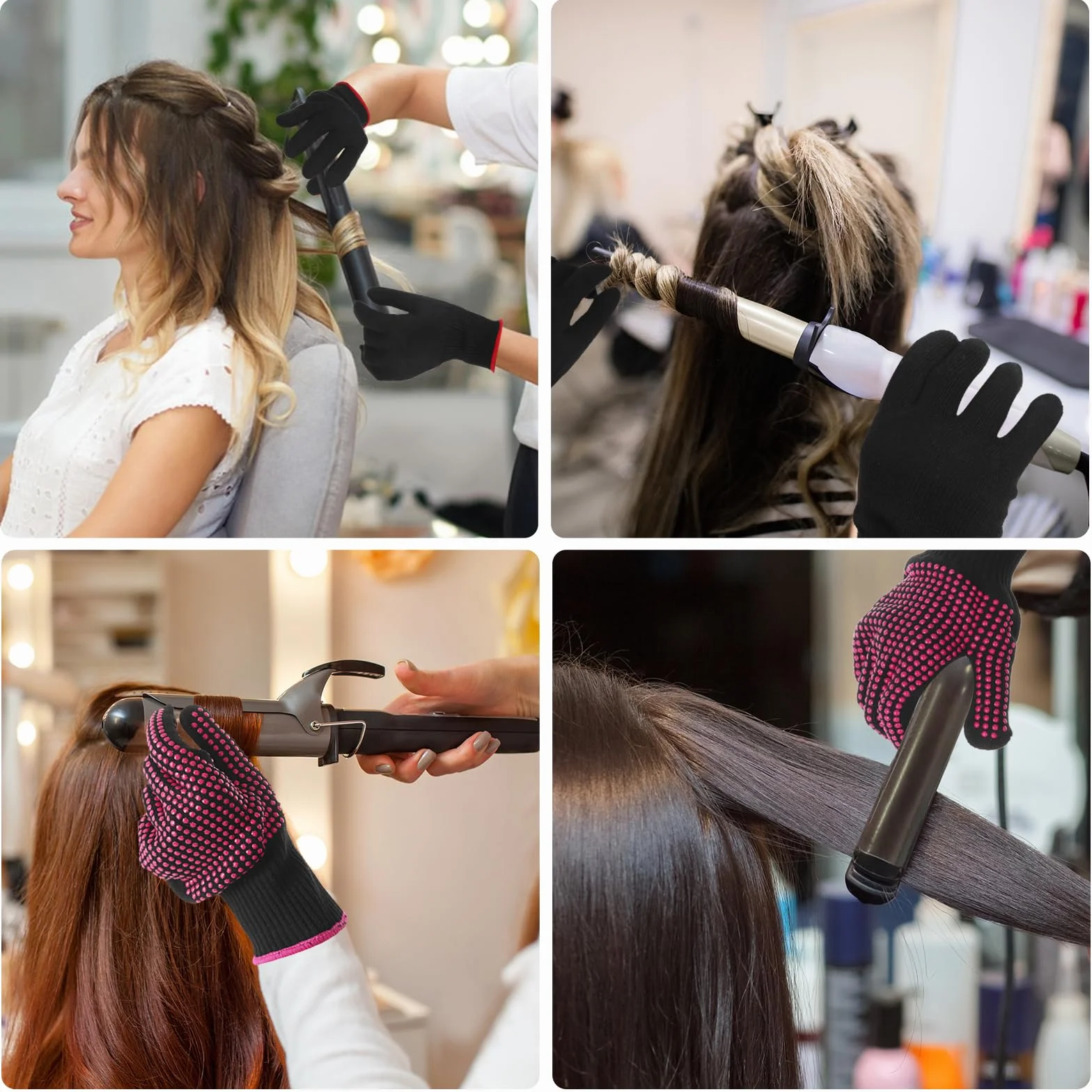 Dimeho Lot de 2 gants résistants à la chaleur pour coiffure