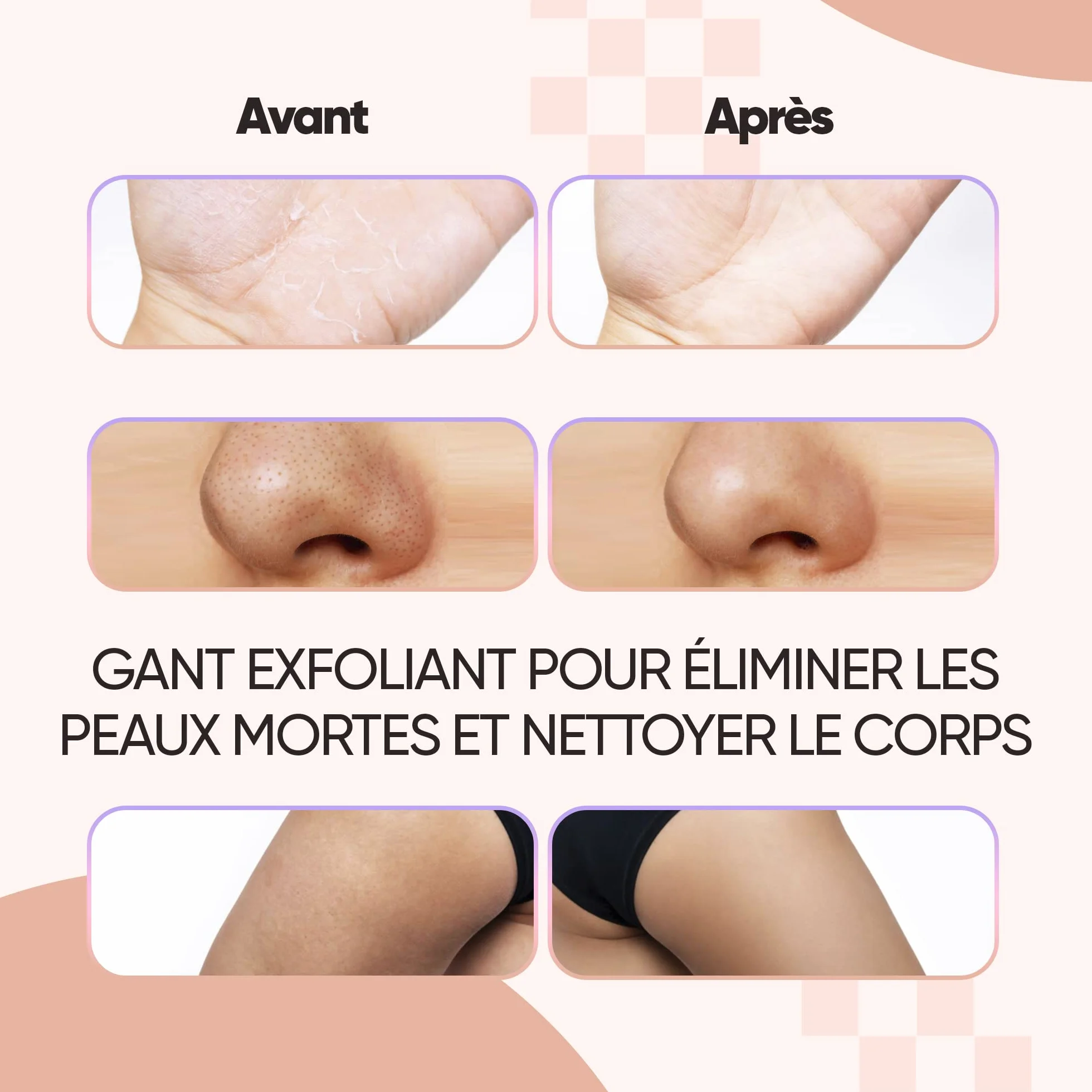 Gant Corps Exfoliant Peau Naturel, Kessa Hammam et Spa pour Hommes et Femmes