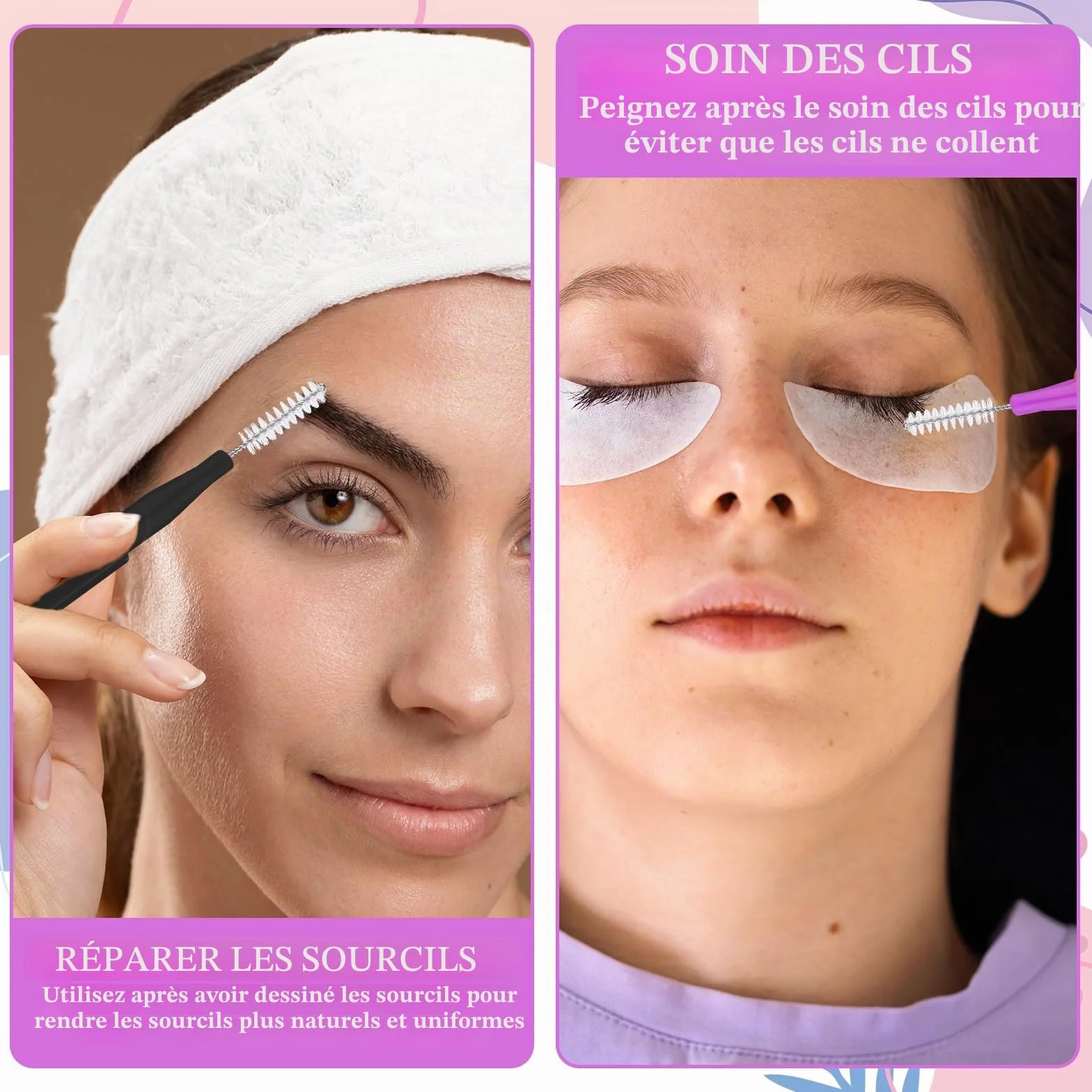 Lot de 50 micro-brosses à sourcils et cils - Peigne multifonction pour plastification et levage
