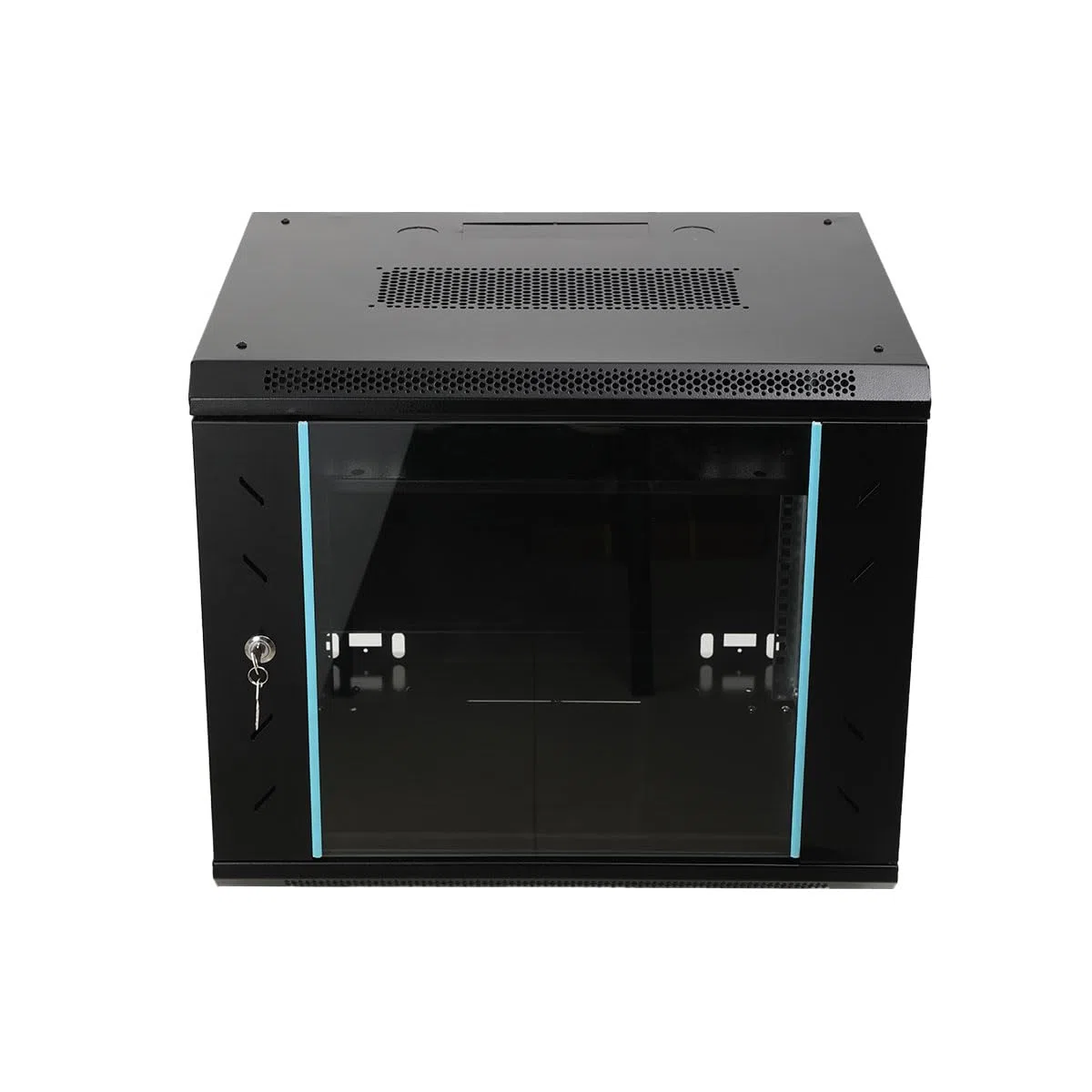Armoire réseau 19 Pouces 9U Baie de Brassage, Montage Mural ou au Sol -Coffret Armoire Réseau pour Serveur, réseau et Informatique, HxLxP 500x600x450mm, Charge Max. 60 kg, Porte vitrée, Noir