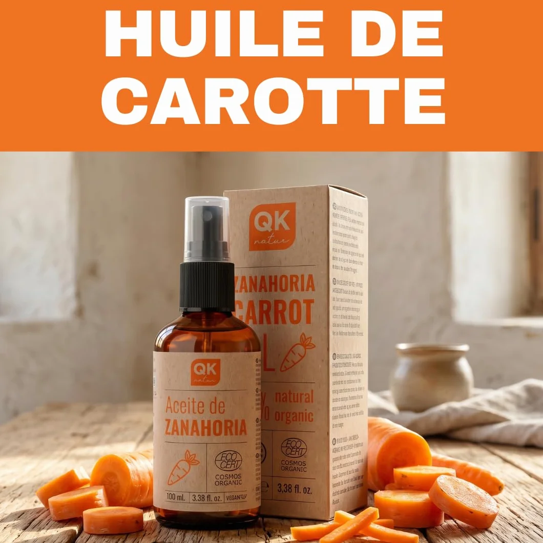 Huile de Carotte 100 ml 100% Pure Naturelle Bronzant Solaire Naturel Flacon Verre
