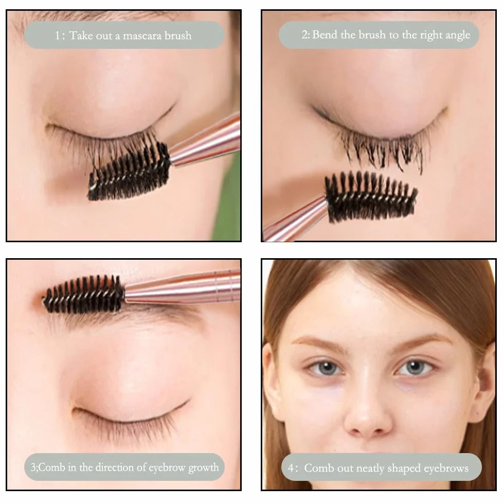 Brosse à Sourcils 3 Pièces, Goupillon Cils et Pinceau Applicateur Mascara