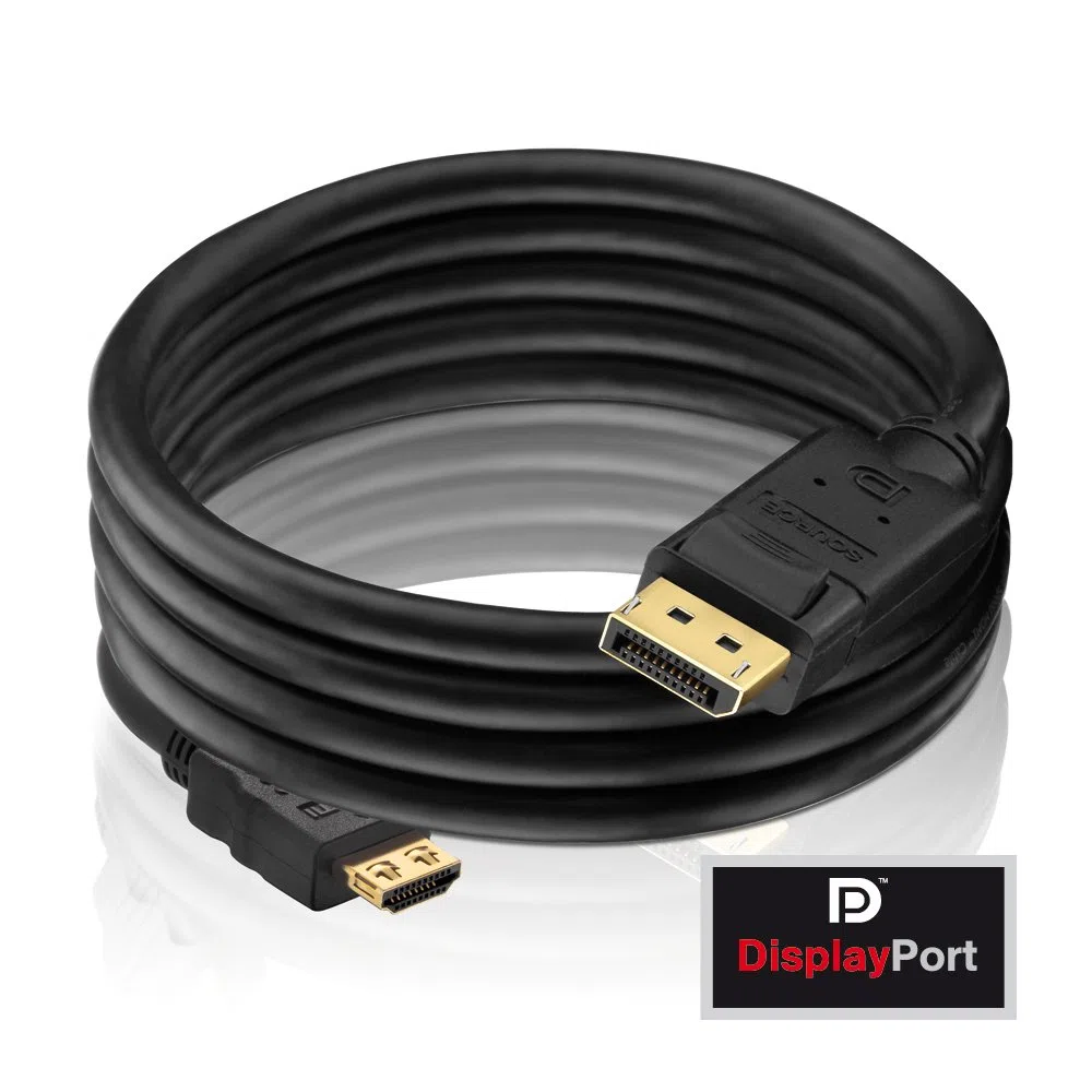 PureLink PI5100 Câble adaptateur DisplayPort à HDMI (2K FullHD (1080p), Ethernet), DisplayPort mâle (20 broches) à HDMI mâle (19 broches), certifié, 15,0m, noir