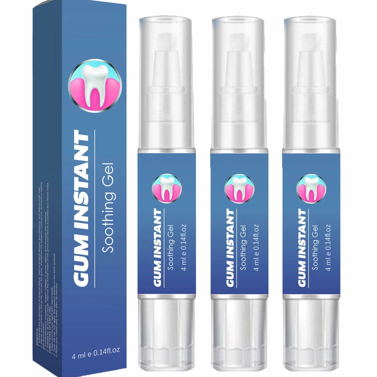 GumEase Gel réparateur dentaire apaisant pour gencives, Haleine fraîche (3Pcs)