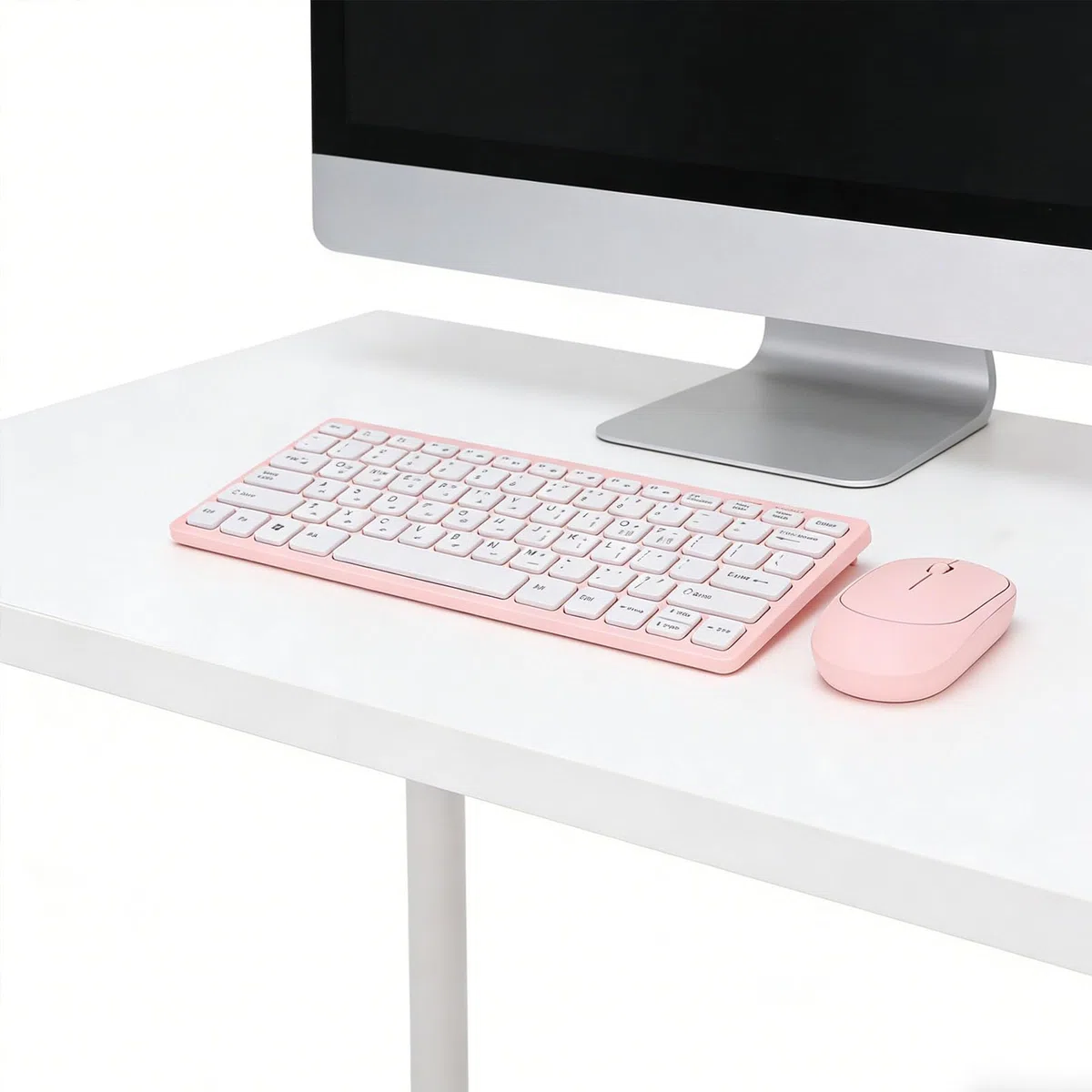 Tosuny Clavier et Souris sans Fil Coréen, 78 Touches, Clavier Fin 2,4 GHz avec Inclinaison Ergonomique et Design Anti-éclaboussures, sans Fil pour PC Portable, Haut-parleurs