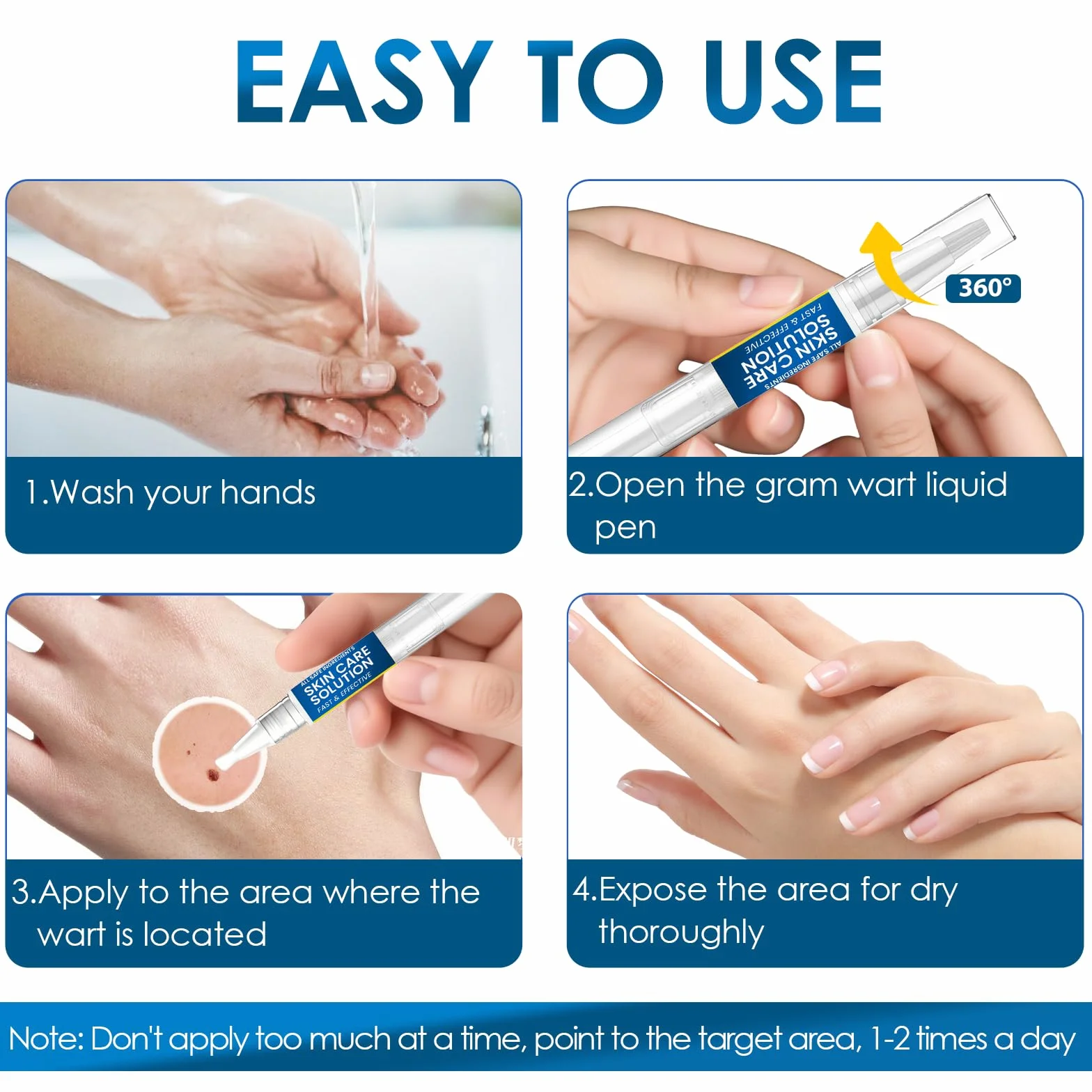 Stylo Anti Verrue 5ml 2 Pièces, Liquide de Soin Verrues, Éliminateur de Cuticules