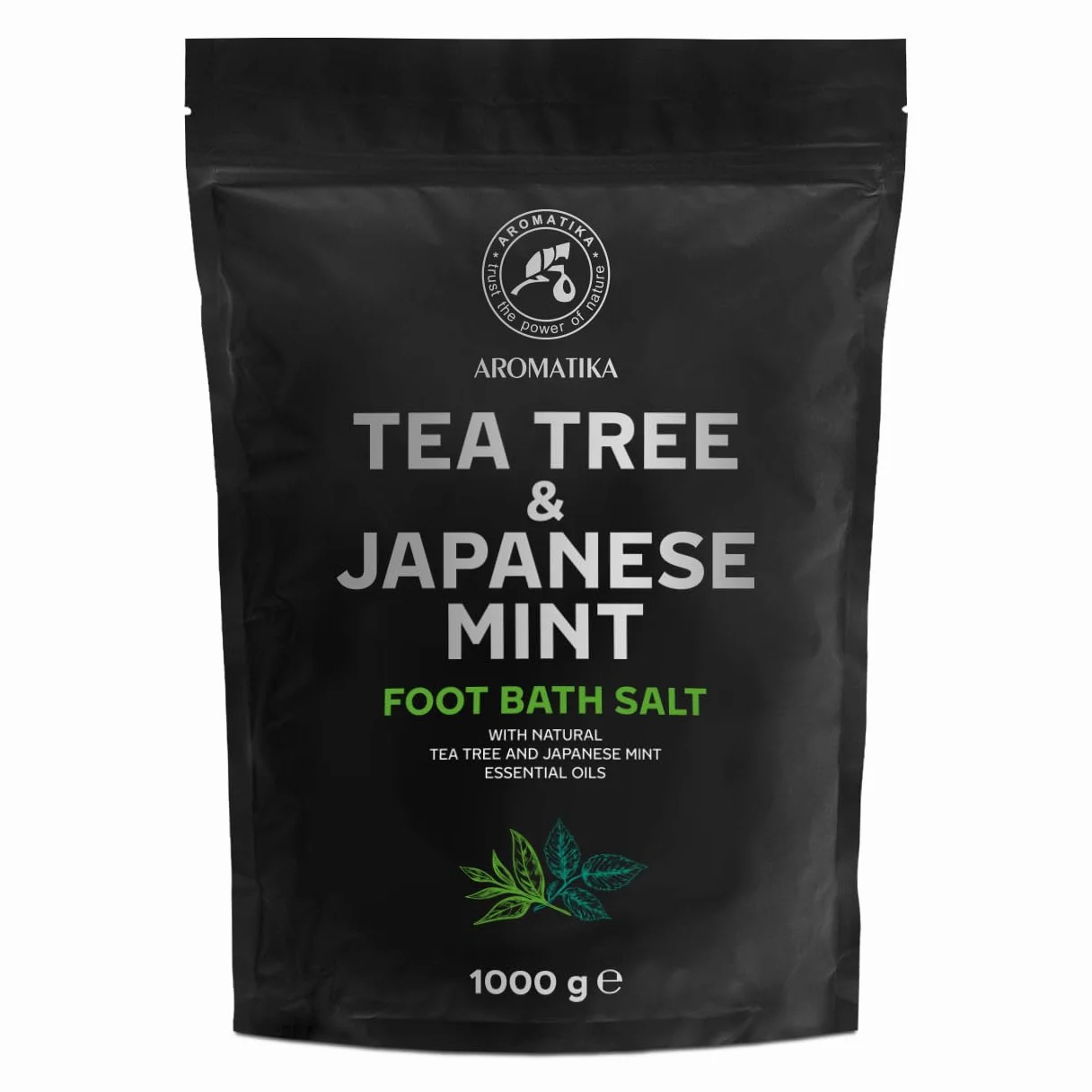 Sel de bain de pieds huile essentielle arbre à thé menthe 1000 g sel de mer naturel soin pieds ongles