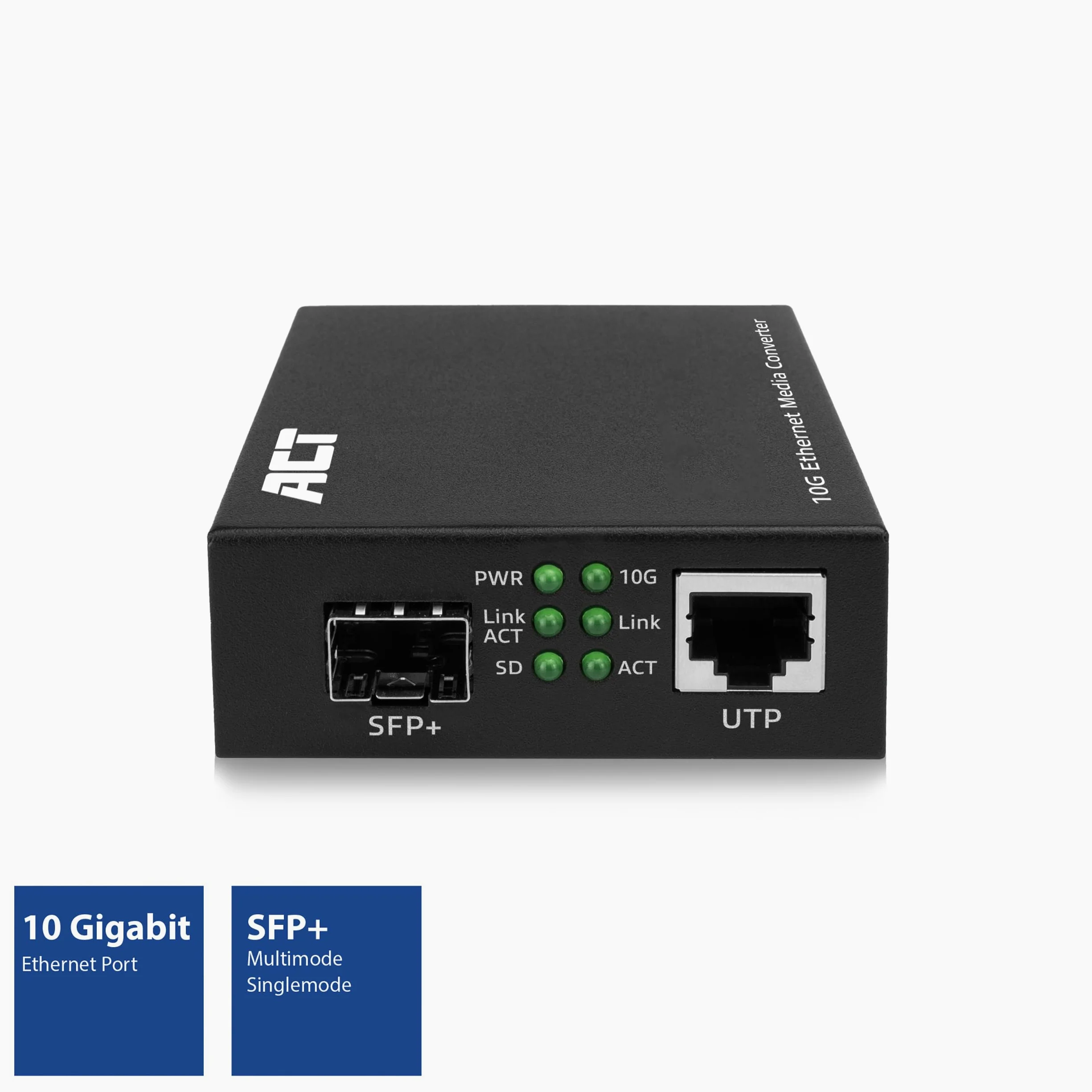 ACT Convertisseur Gigabit Ethernet Fibre Optique, Conforme à la Norme 802.3ab, Multi Mode, Single Mode SFP+ - AC4455