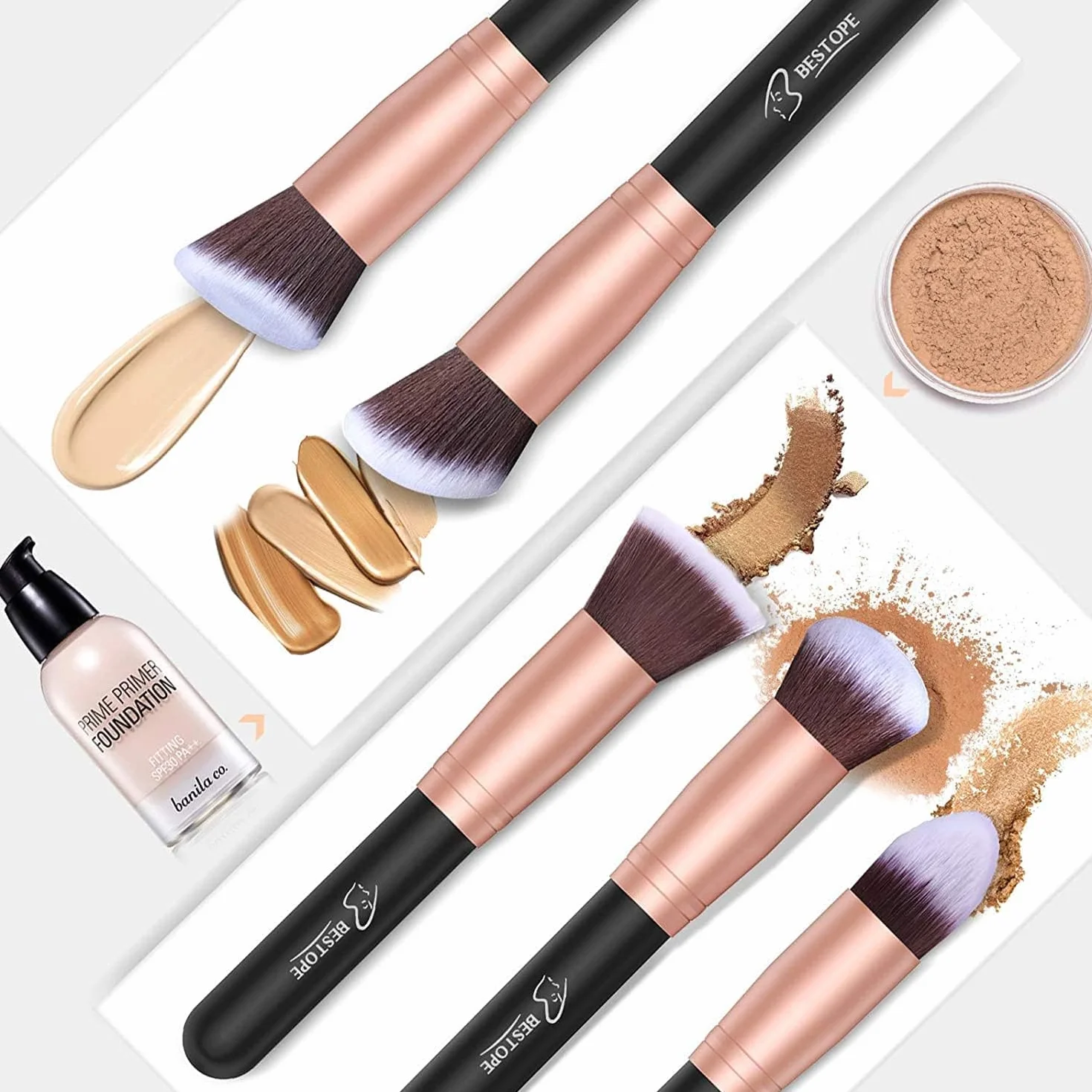 Pinceaux de maquillage professionnels 16 pièces synthétiques Lot de pinceaux fond de teint blush eyeliner poudre
