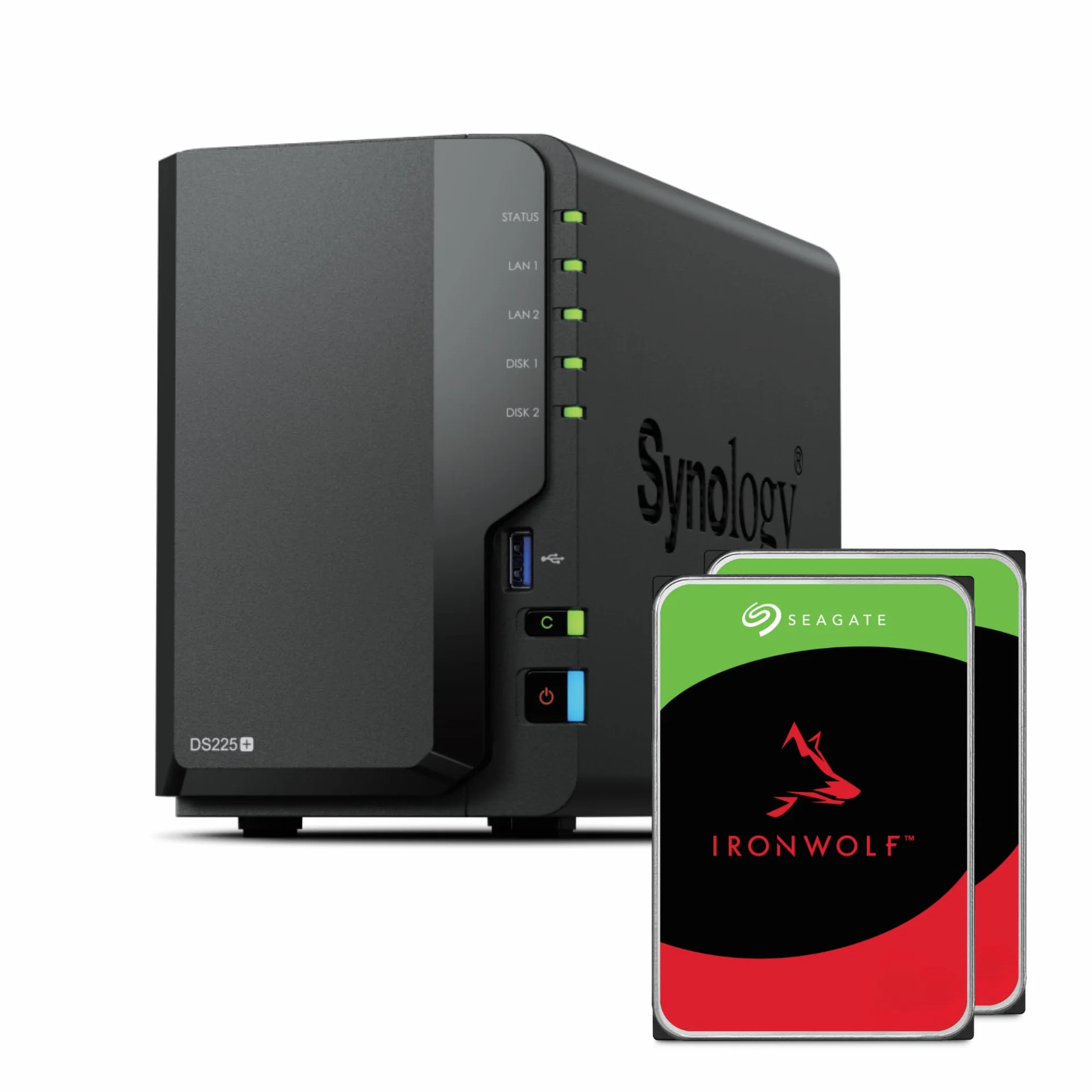 Synology DS225+ 2-Bay Plus Série NAS 20TB (2x10TB) Intel Celeron J4125 Quad-Core 2 Go DDR4 2,5 GbE LAN
