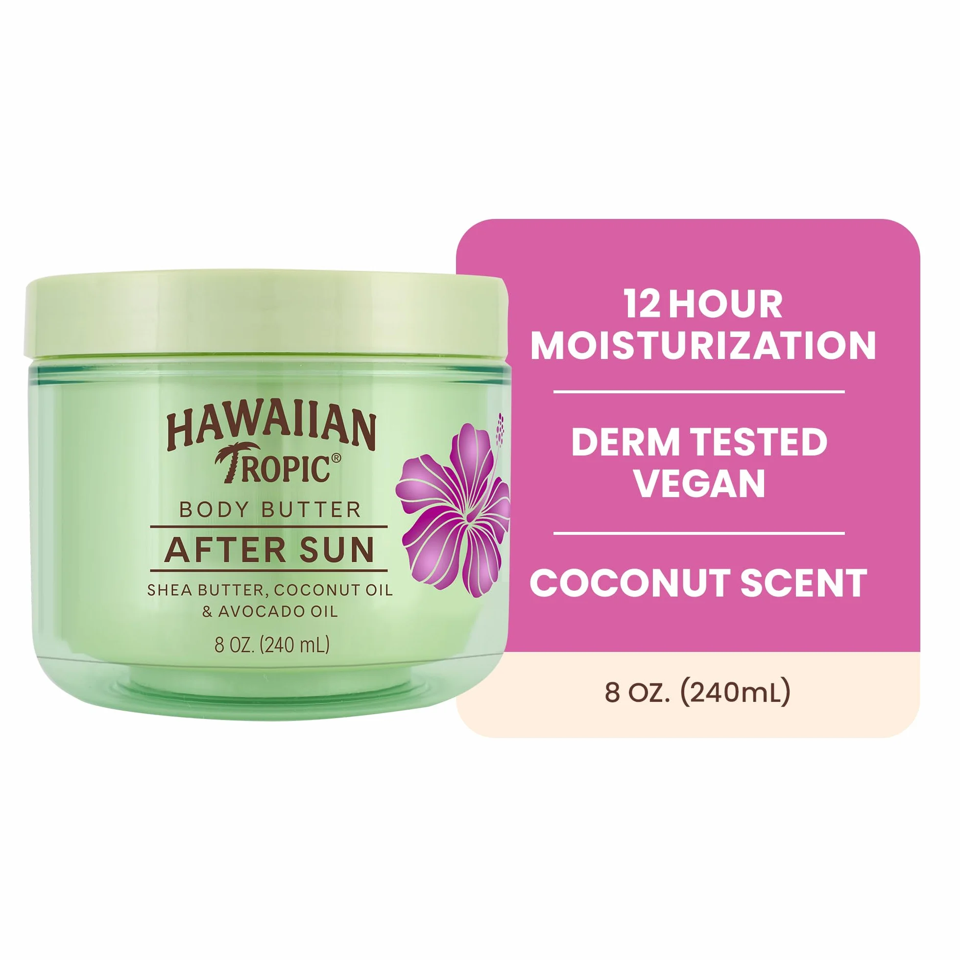 Hawaiian Tropic After Sun Lotion Moisturizer Hydrating Body Butter Coconut Oil 8 oz