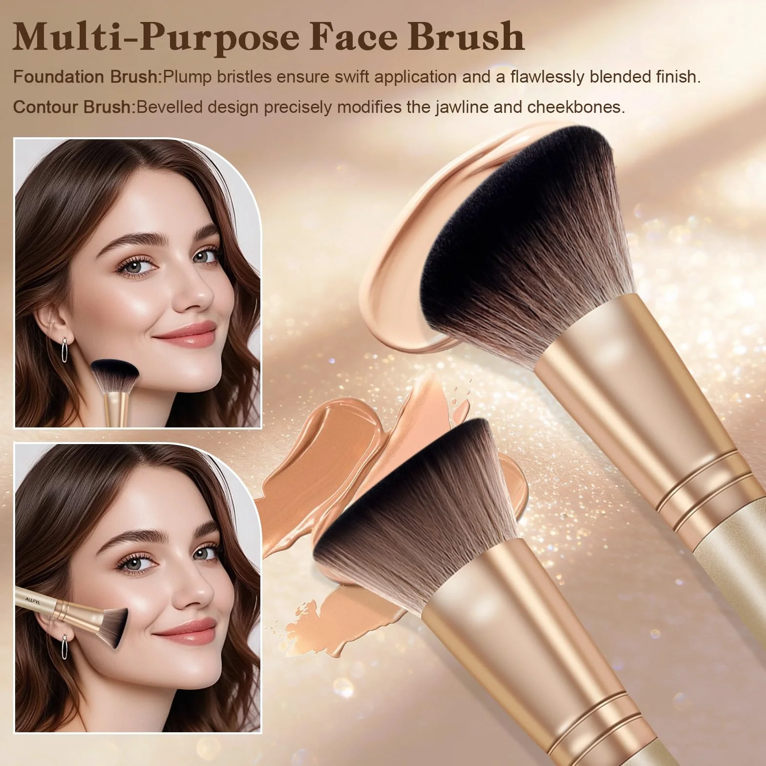 Lot de 6 pinceaux de maquillage professionnels double extrémité avec boîte cadeau