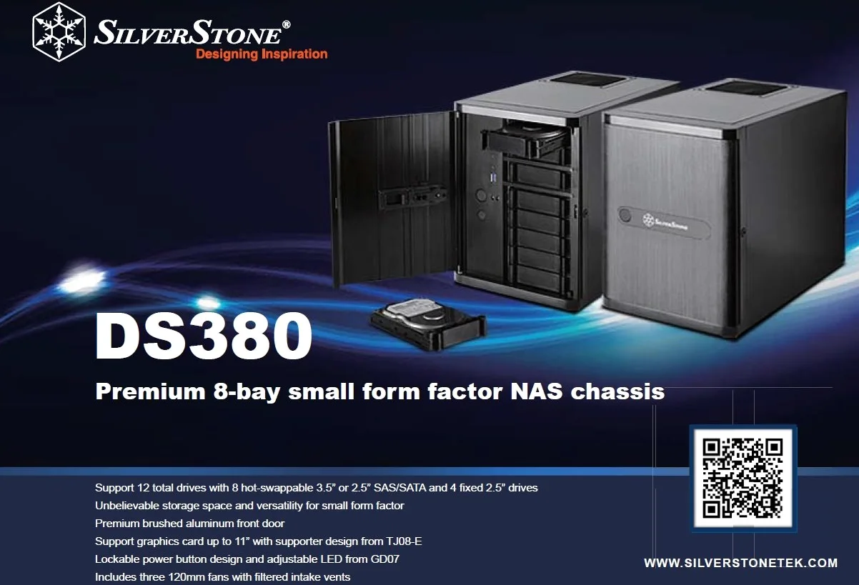 SilverStone SST-DS380 - Stockage de boîtiers Mini-ITX avec porte, noir