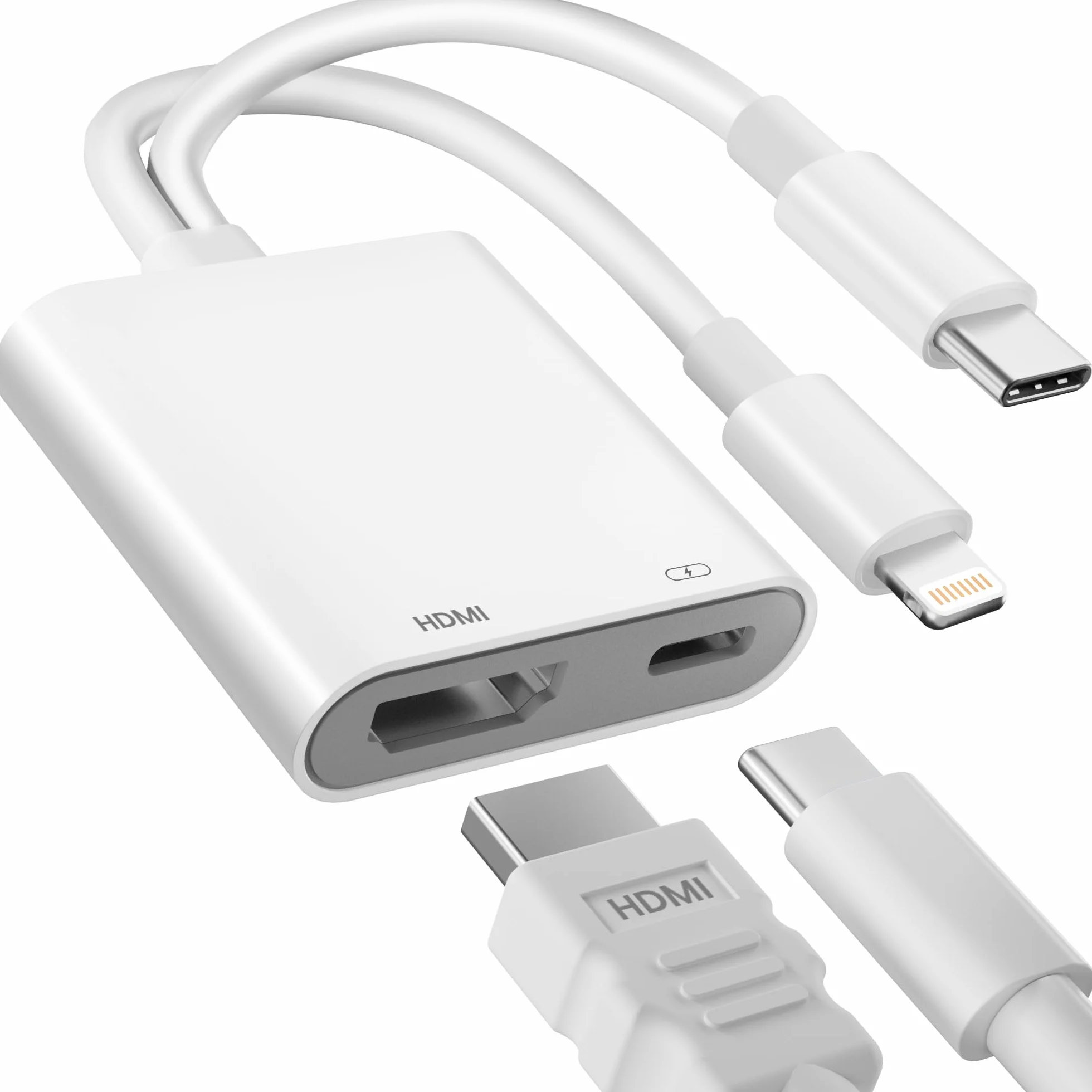 Adaptateur USB C et Lightning vers HDMI 4K@60Hz 100W pour iPhone 17/16/15/14 iPad MacBook Certifié MFi