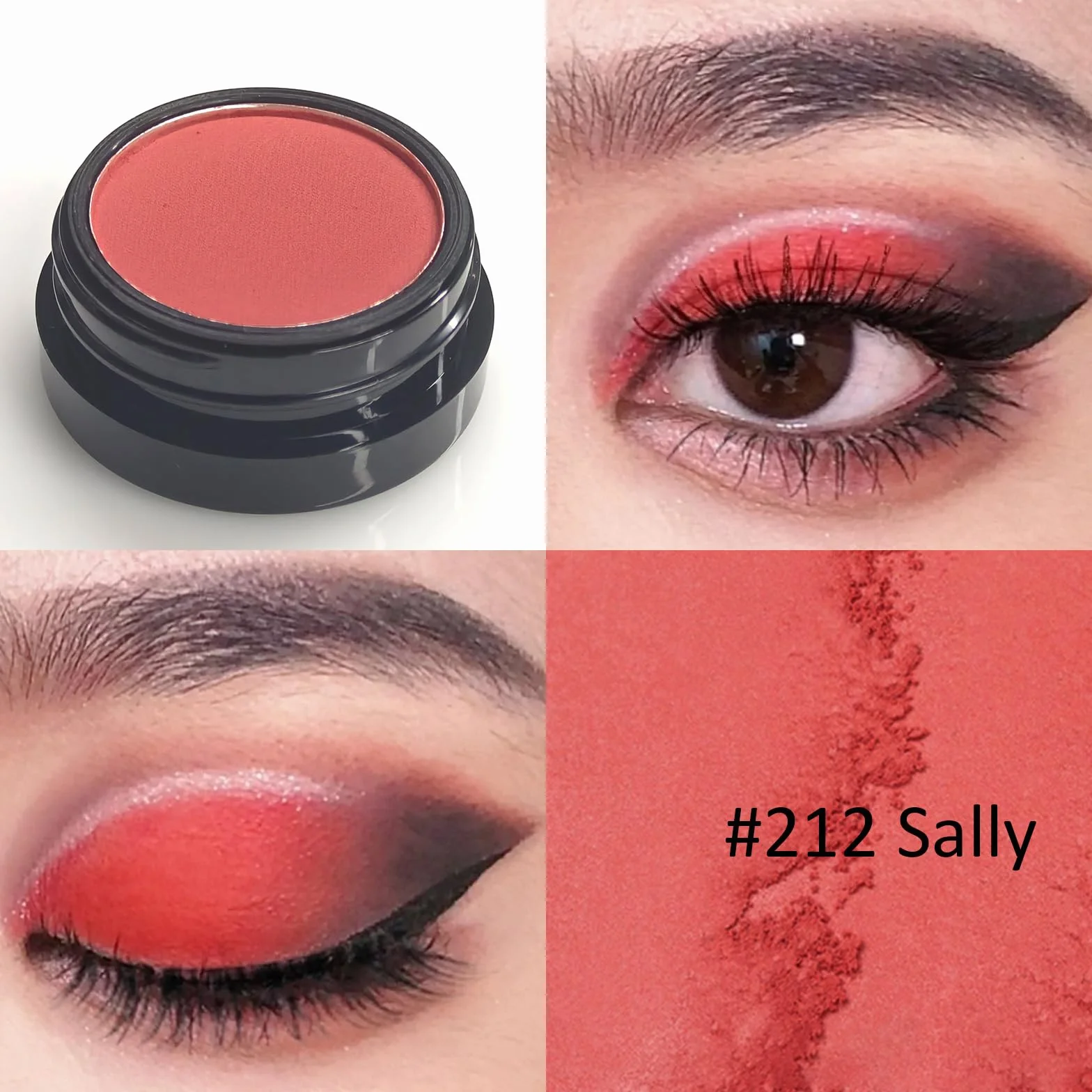 Palette de fards à paupières rouge uni tons nudes mats waterproof haute pigmentation longue durée