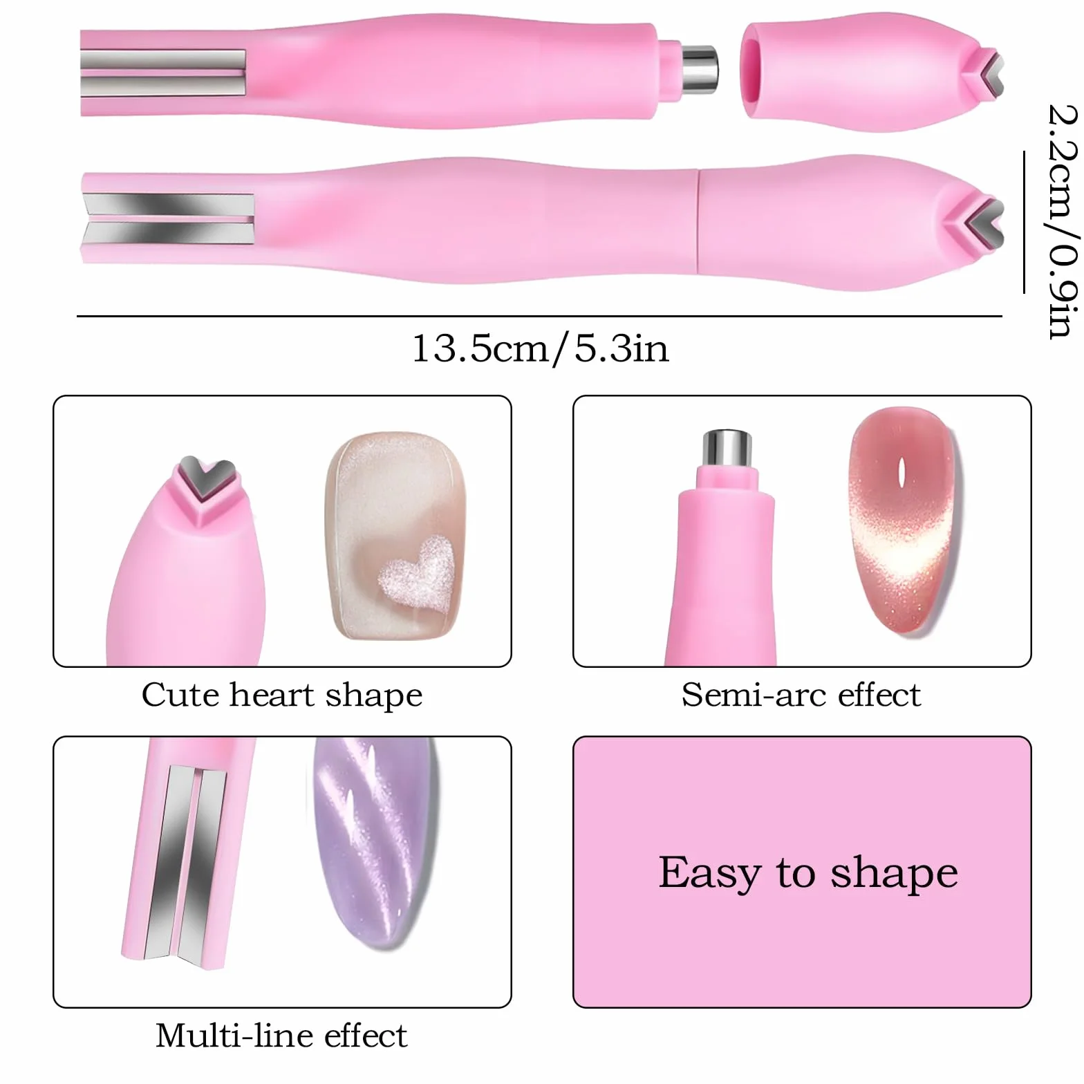 Kit aimants œil de chat pour ongles, barre magnétique rose en forme de Y cœur, fournitures DIY manucure