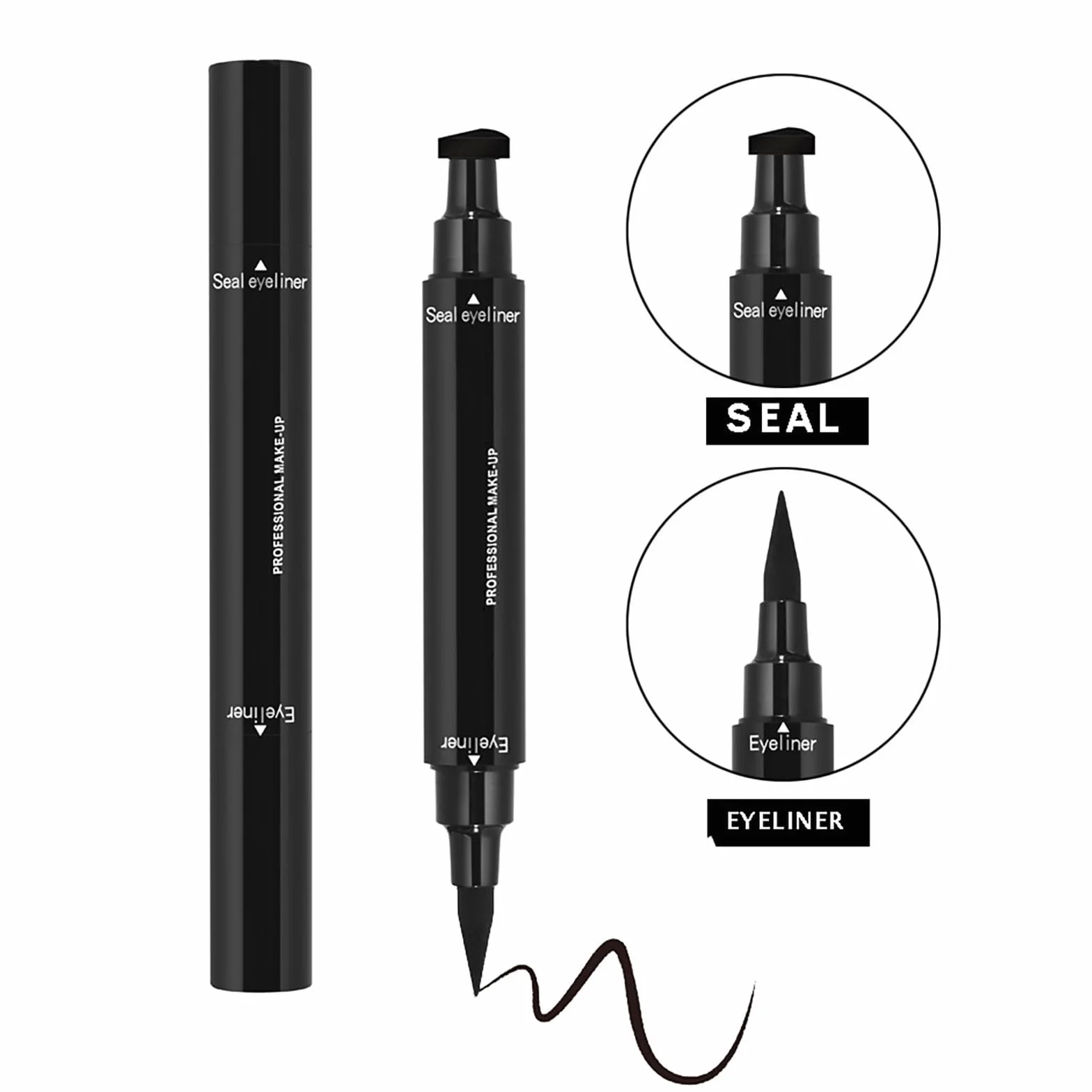 Beauté Liquide noir à double tête 2 en 1 joint triangulaire et pointe outil maquillage yeux durable 3,5 ml