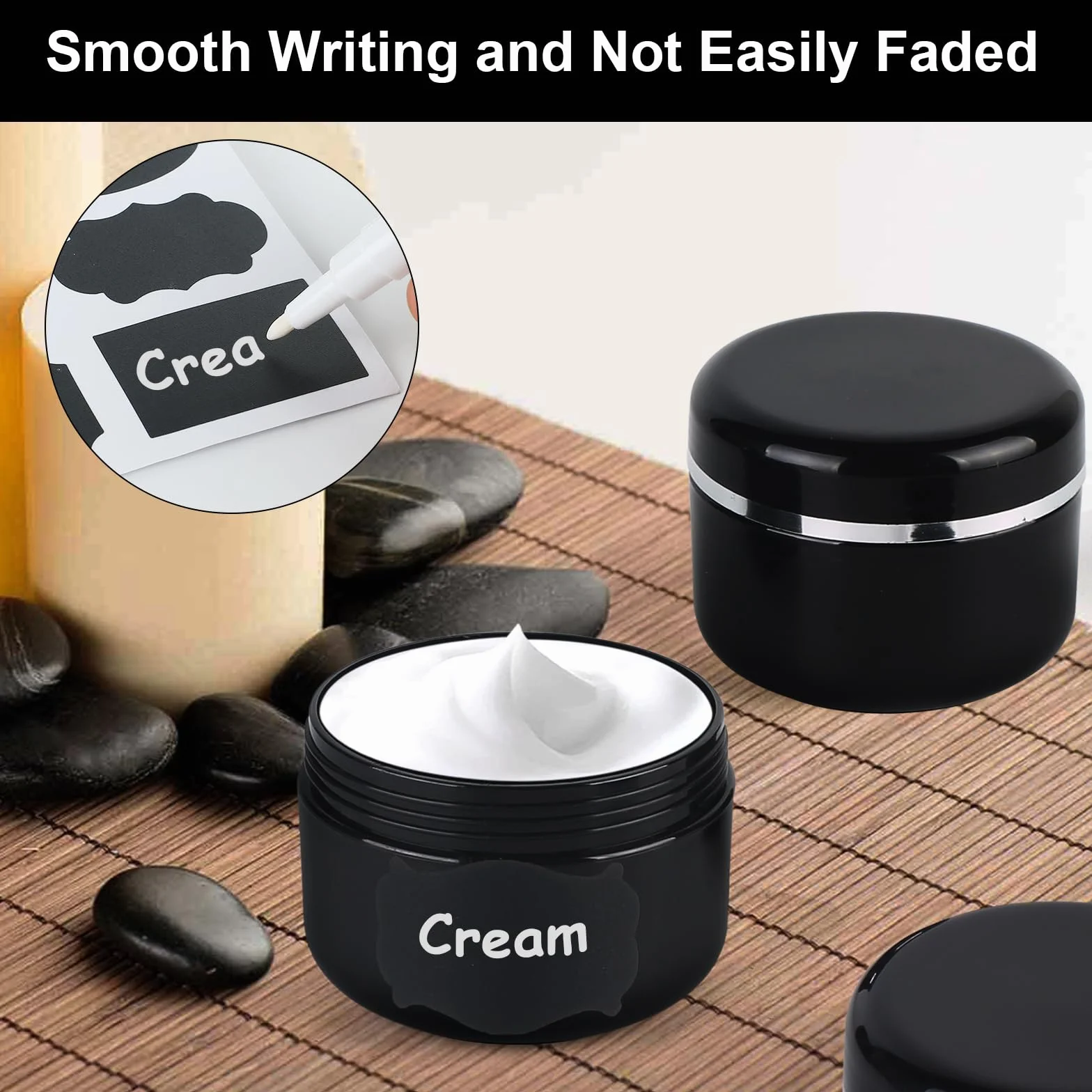 Pots de Crème Cosmétiques 100ml Vide Réutilisable Plastique avec Spatule et Étiquette 12 Pièces