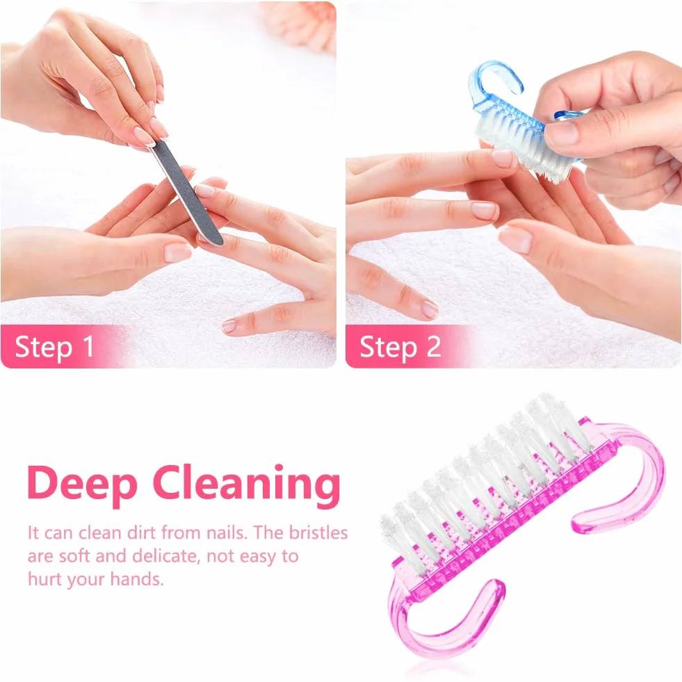 Lot de 4 Brosse à Ongles avec Poignée en Plastique, Outil de Nettoyage Nail Art, Brosse Exfoliante pour Ongles et Orteils