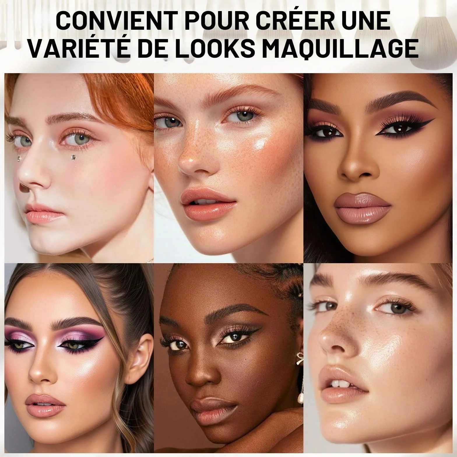 HEYMKGO Set de pinceaux de maquillage 16 pièces avec sac en velours