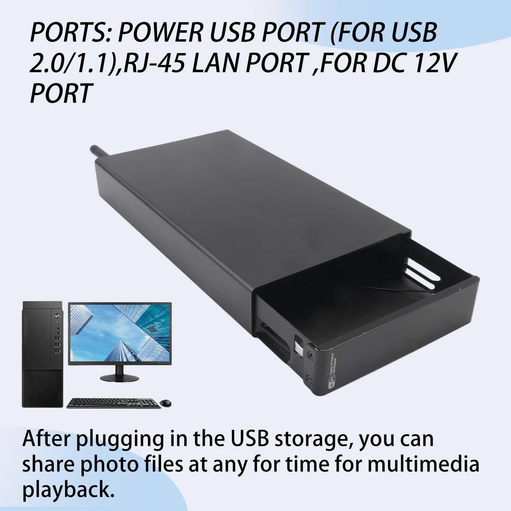 Boîtier Portable pour Disque Dur SSD 3,5 Pouces USB 3.0 RJ45 Ethernet NAS Serveur de Streaming Réseau Stockage pour Boîtier Prise UE