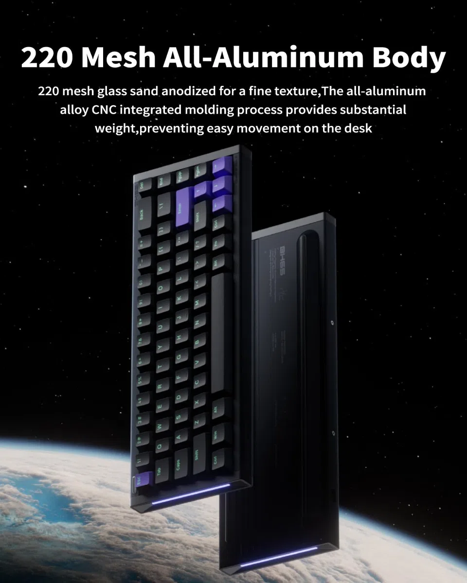 NuPhy X BH65 Clavier de jeu en aluminium 68 touches RVB, déclenchement rapide, filaire, effet Hall personnalisé, touches PBT, point d'actionnement
