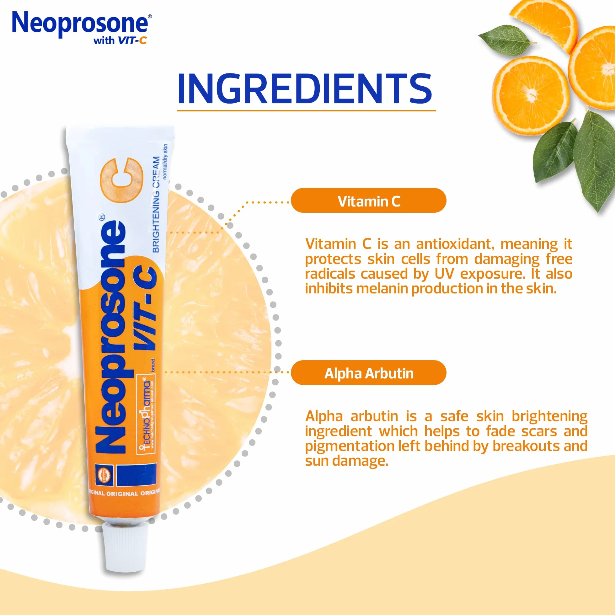 Neoprosone Crème Éclaircissante 50g Anti-Taches Sombres Visage Aisselles Coudes Genoux Cou