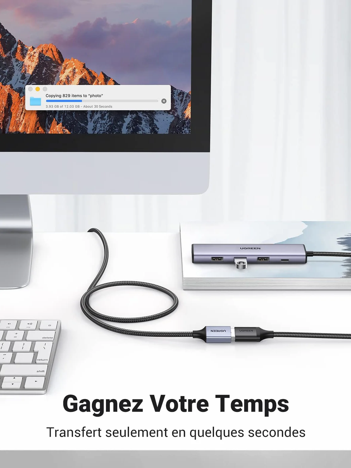 UGREEN Câble Rallonge USB 3.0 5Gbps 1M Type A Mâle vers Femelle pour Oculus Rift Xbox