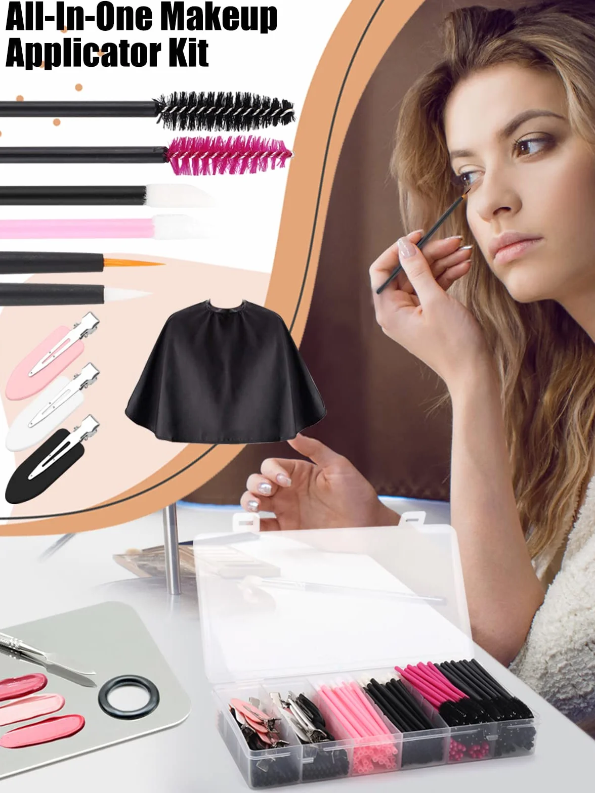 LIONVISON Applicateur de Maquillage Jetable, Palette de Mélange avec Spatule, 262 Pinceaux