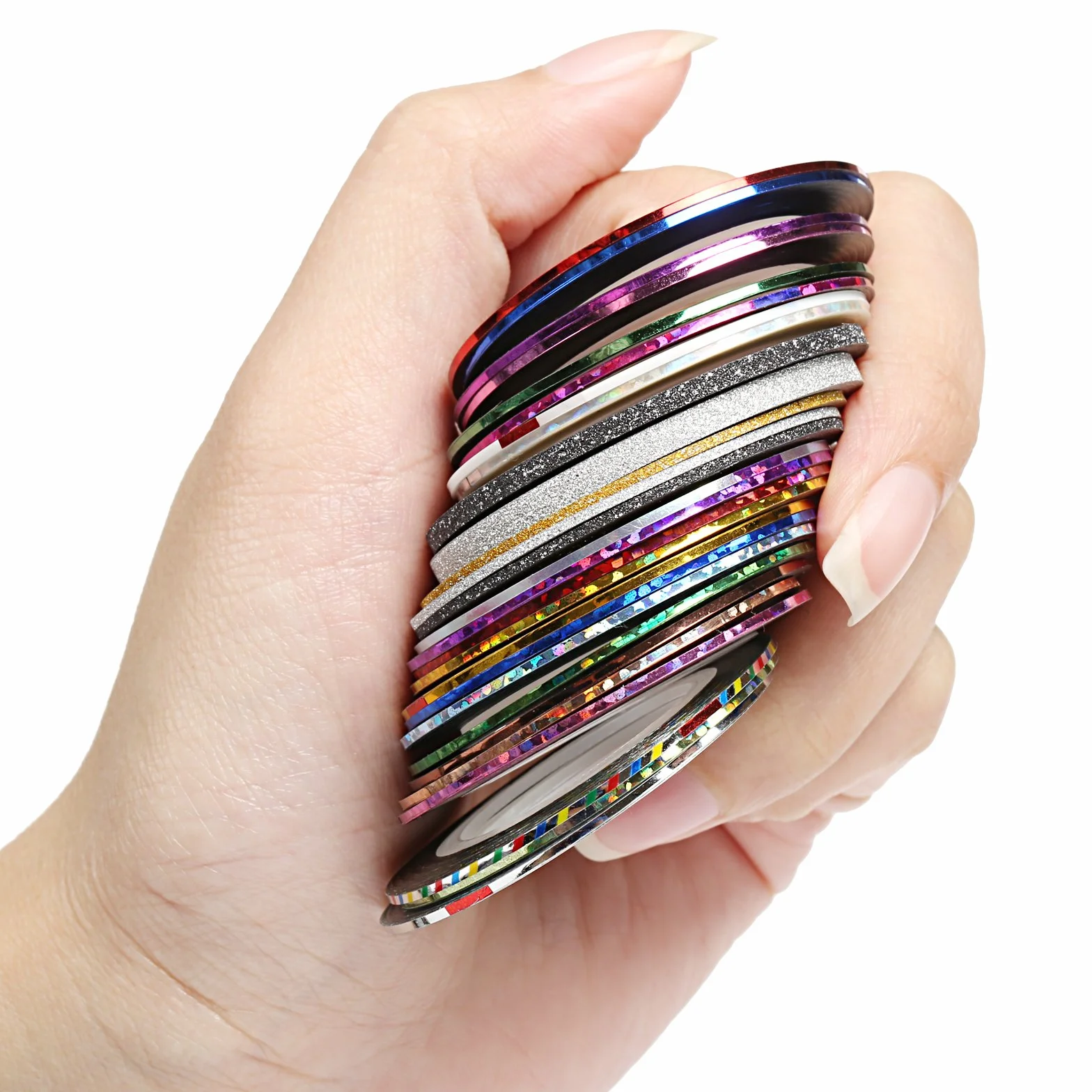 Naler 36 pcs Rouleaux Striping Tape Ligne Nail Art Décoration Autocollant DIY + 20 pcs Gel UV Acrylique Full Cover Faux ongles
