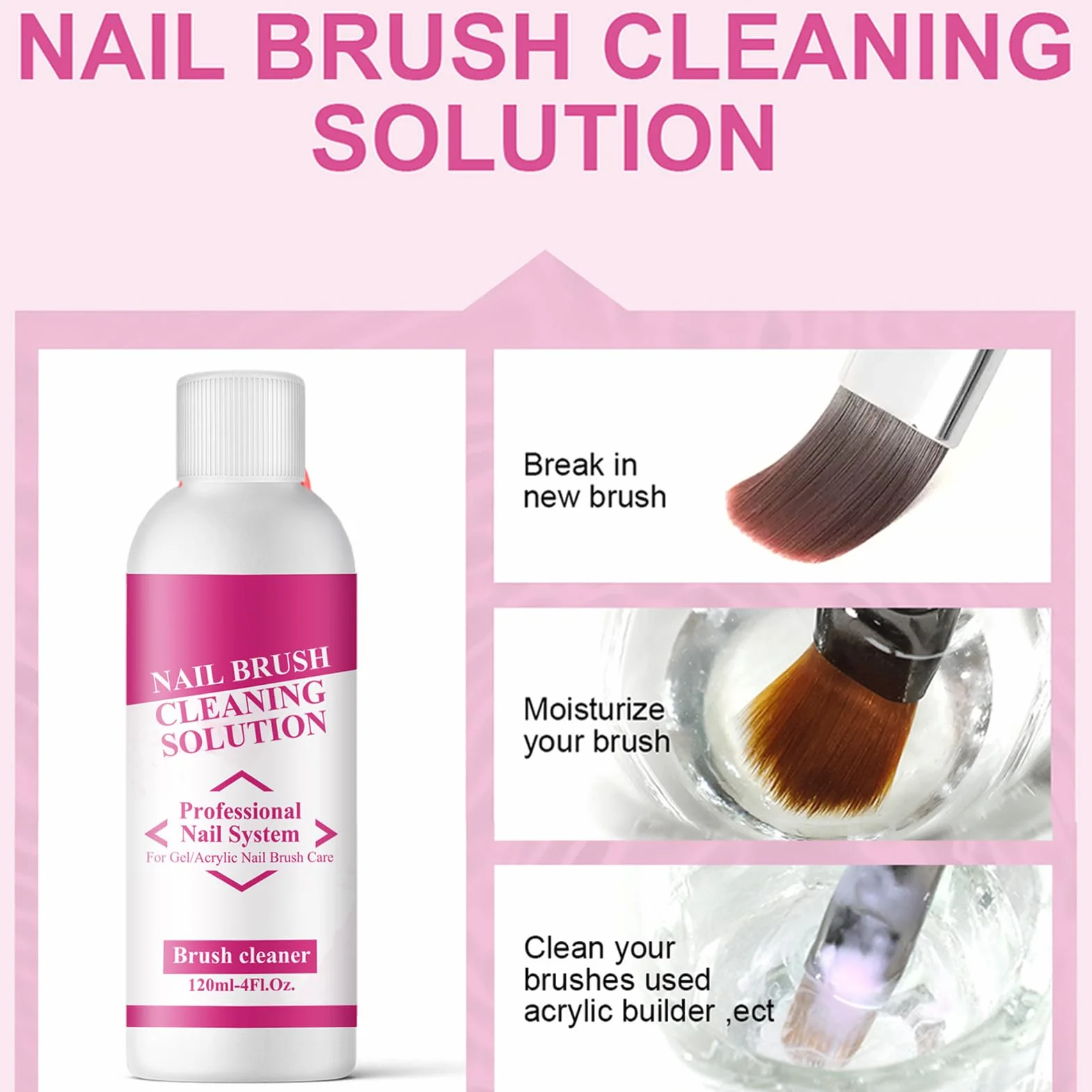 Slip Solution Nail Brush Cleaner Gel Remover Liquid 120ml Manicure Aid Salon-Grade Formula