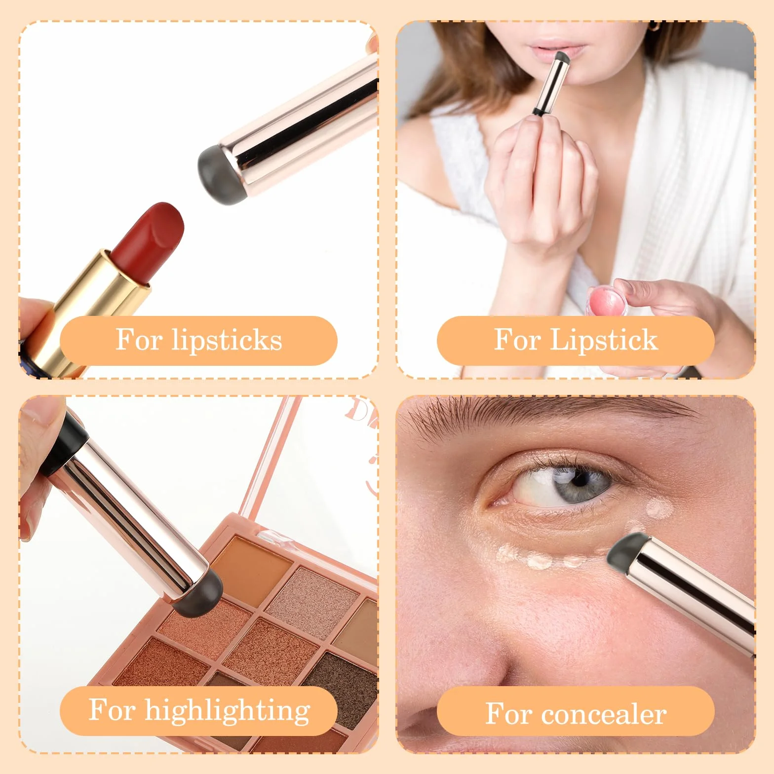 Amabro Lot de 2 pinceaux de maquillage en silicone réutilisables pour gloss à lèvres