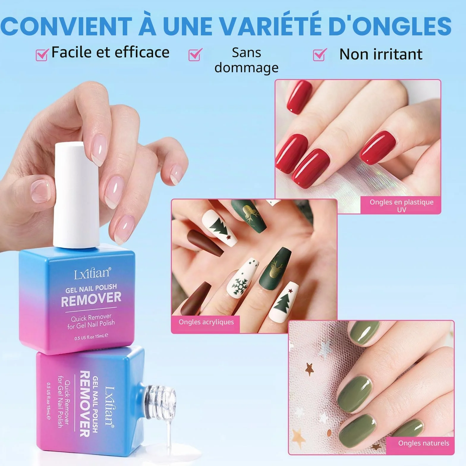 Dissolvant Vernis Semi Permanent, Remover à Ongles, Facile Sans Abîmer les Ongles