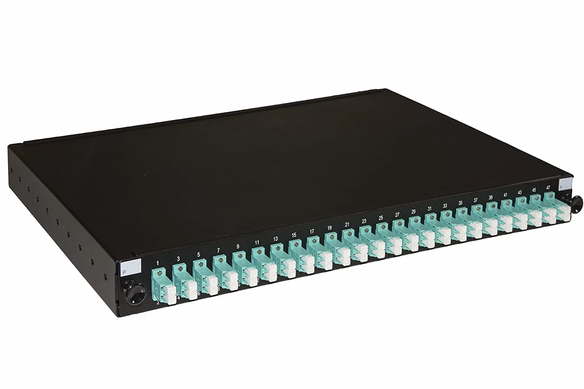 LINK LK24FOLC3 Panneau Fibre Optique 19" avec 24 adaptateurs LC Duplex Om3 Profondeur 250 mm Noir