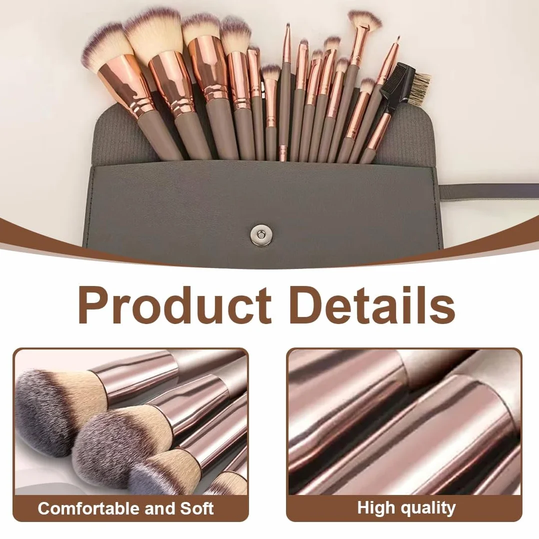 Pinceau Maquillage Set 15pces, pinceaux maquillage pour fond de teint poudre blush
