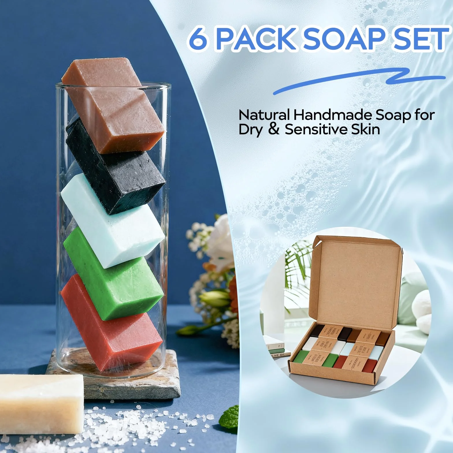 Savon de douche pour homme 100 g solide naturel lot de 6