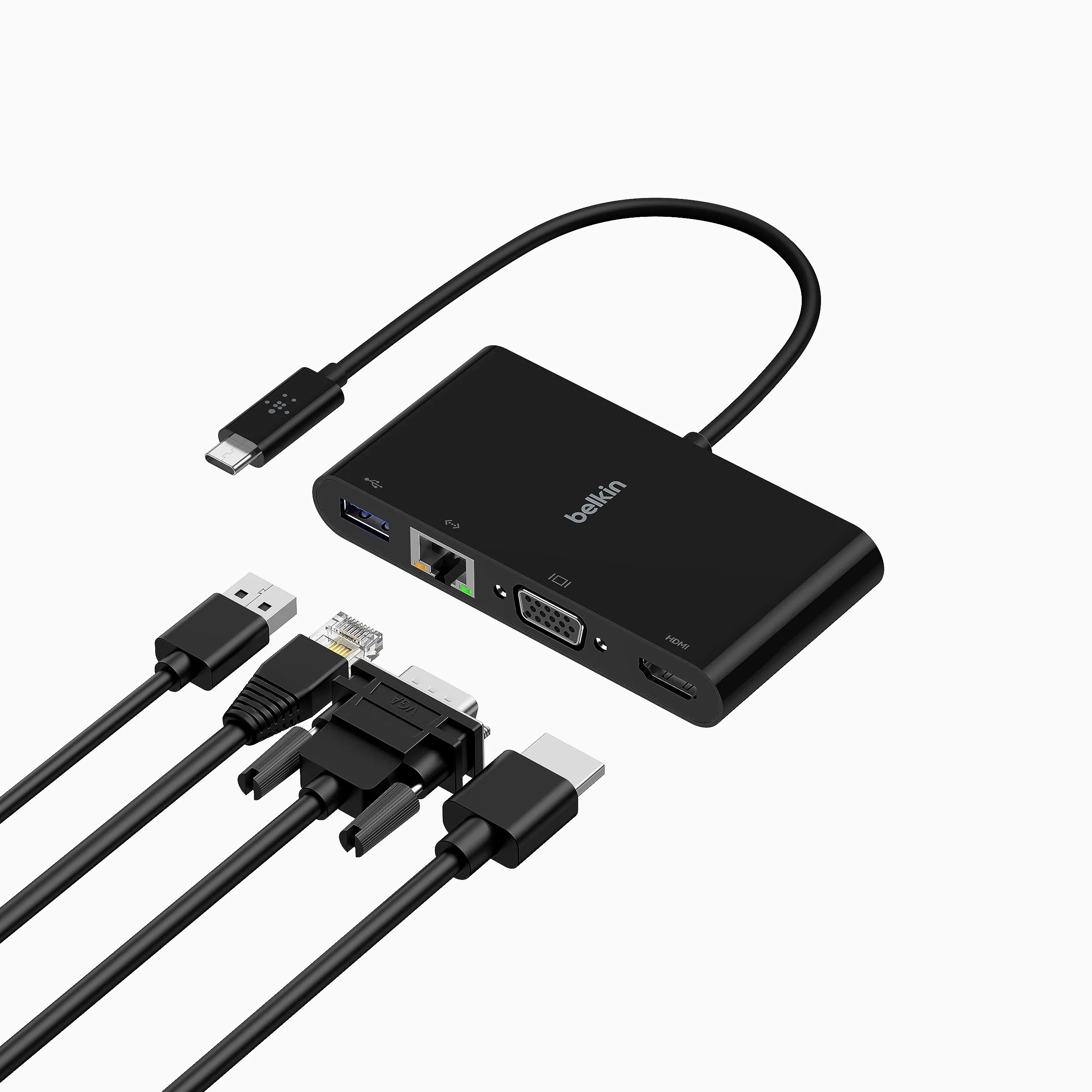 Belkin USB-C Multimedia Adapter (GBE, HDMI, VGA, USB-A), BLK