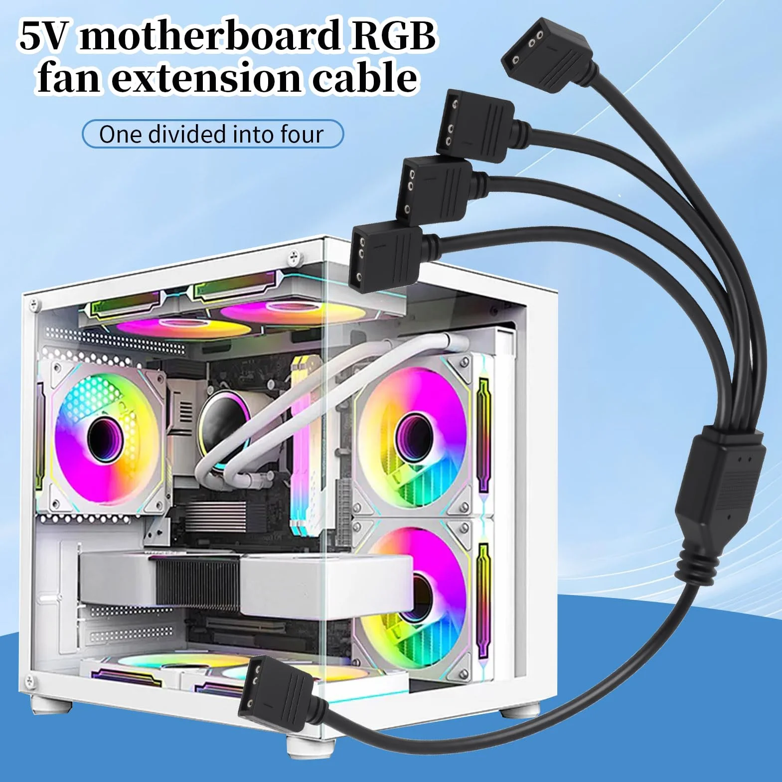 Hub ARGB 5V 3 Pin 1 vers 4 30 cm Câble Répartiteur Compatible ASUS MSI Gigabyte