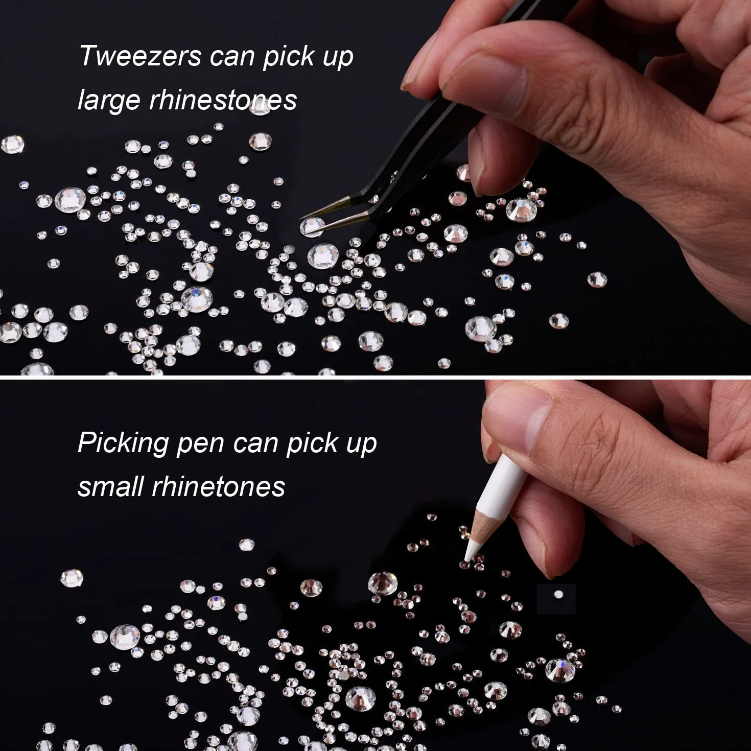 FITDON 3200 Pièces Strass Transparent Dos Plat pour Nail Art Verre Cristal Gemmes Ongles Diamant Clair