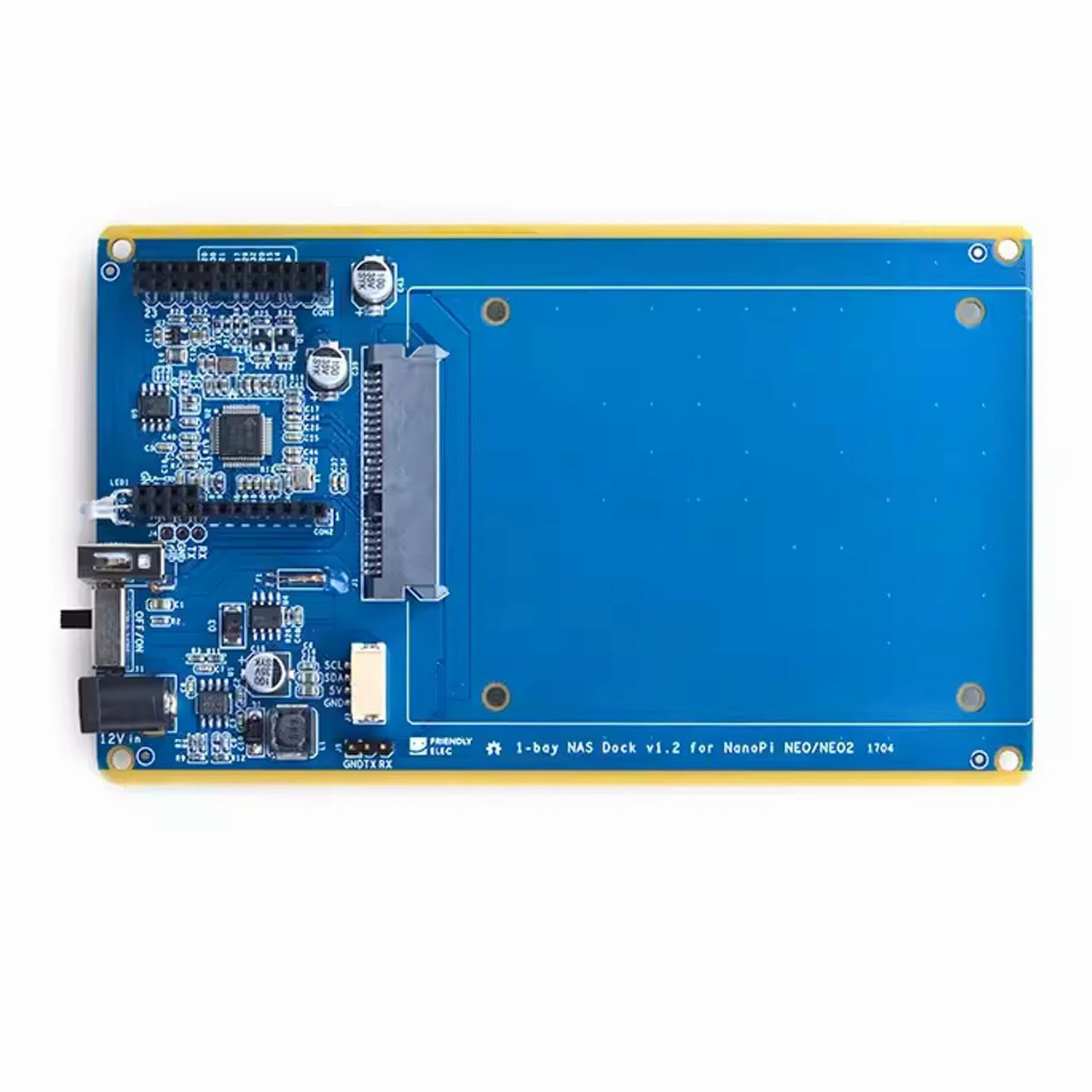 Station de stockage réseau NAS pour NanoPi NEO/NEO2, 2,5" SATA, hôte USB, RTC, 12 V DC, interface I2C, bleu, 151 x 76,4 x 28 mm (kit de base NEO-NAS)