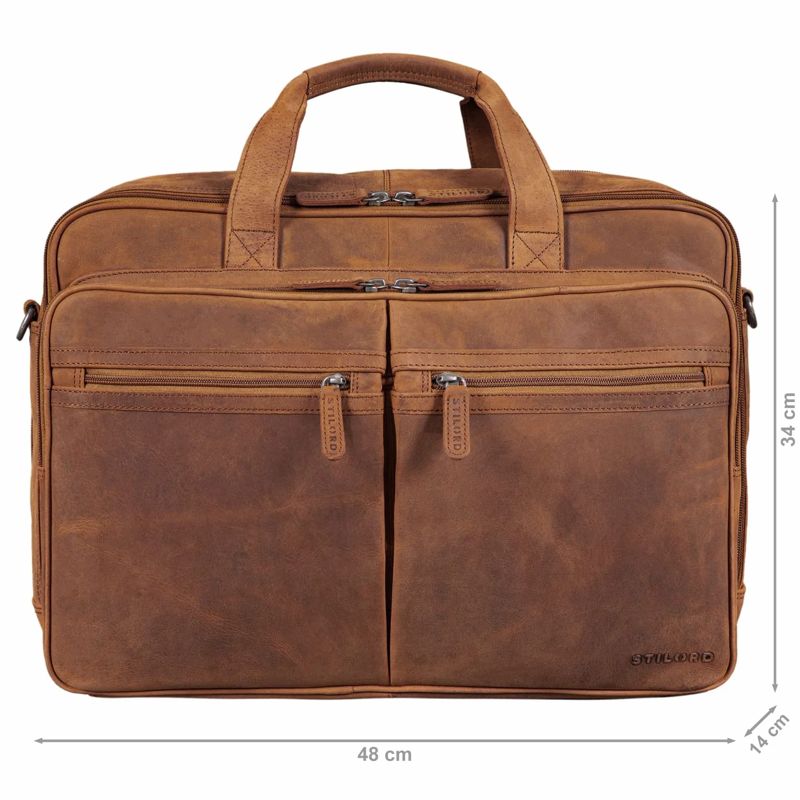 STILORD Gigantus Sacoche Cuir Homme XXL Serviette en Cuir Sac d'enseignant Sac d'affaire Sac bandoulière Homme Sac Professeur Femme Couleur:Noir