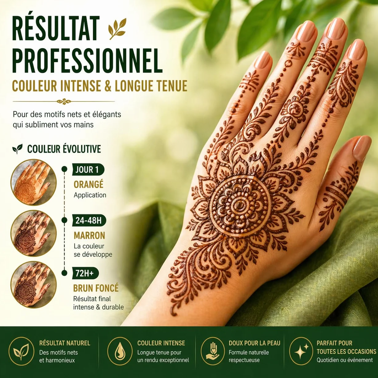 Lot de 3 Cônes de Henné Naturel Coloration Semi-Permanente Neha
