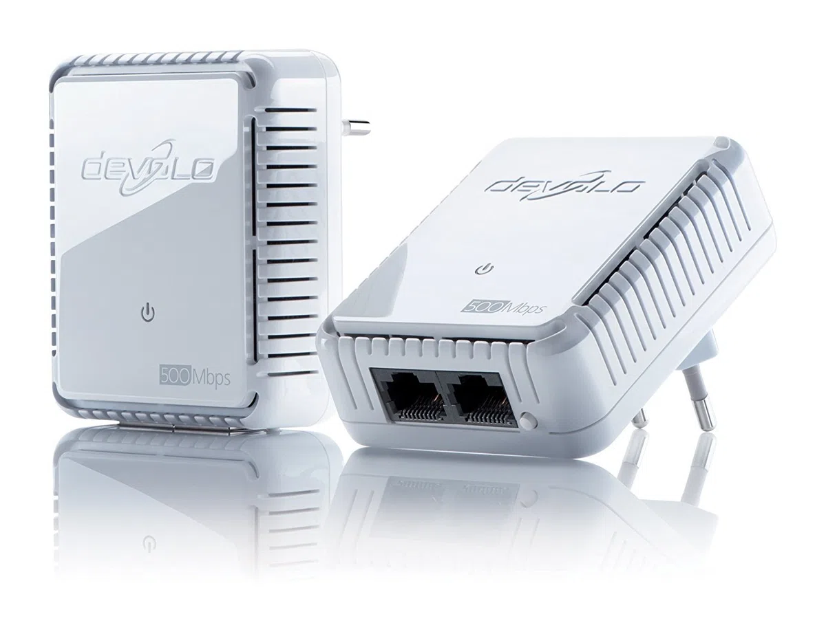 Devolo 9776 Starterset DE,at, Kit de démarrage LAN, jusqu'à 500 Mbits/s Powerline, jusqu'à 300 mètres de Prise intégrée, 2 adaptateurs Duo Inclus et 2 câbles Inclus.