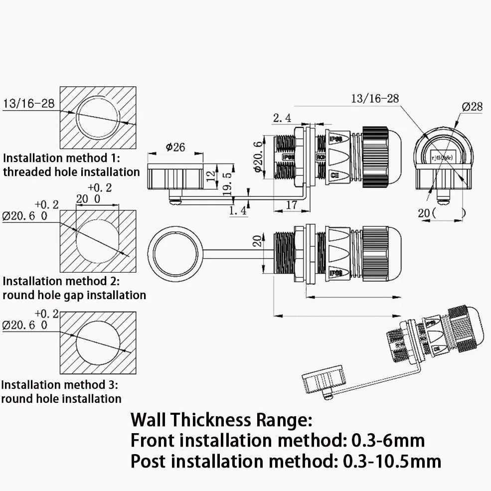 PENGLIN Lot de 5 connecteurs étanches RJ45 pour montage sur panneau | Coupleur de câble Ethernet LAN Cat5/5e/6 avec couvercle étanche/anti-poussière pour réseau extérieur