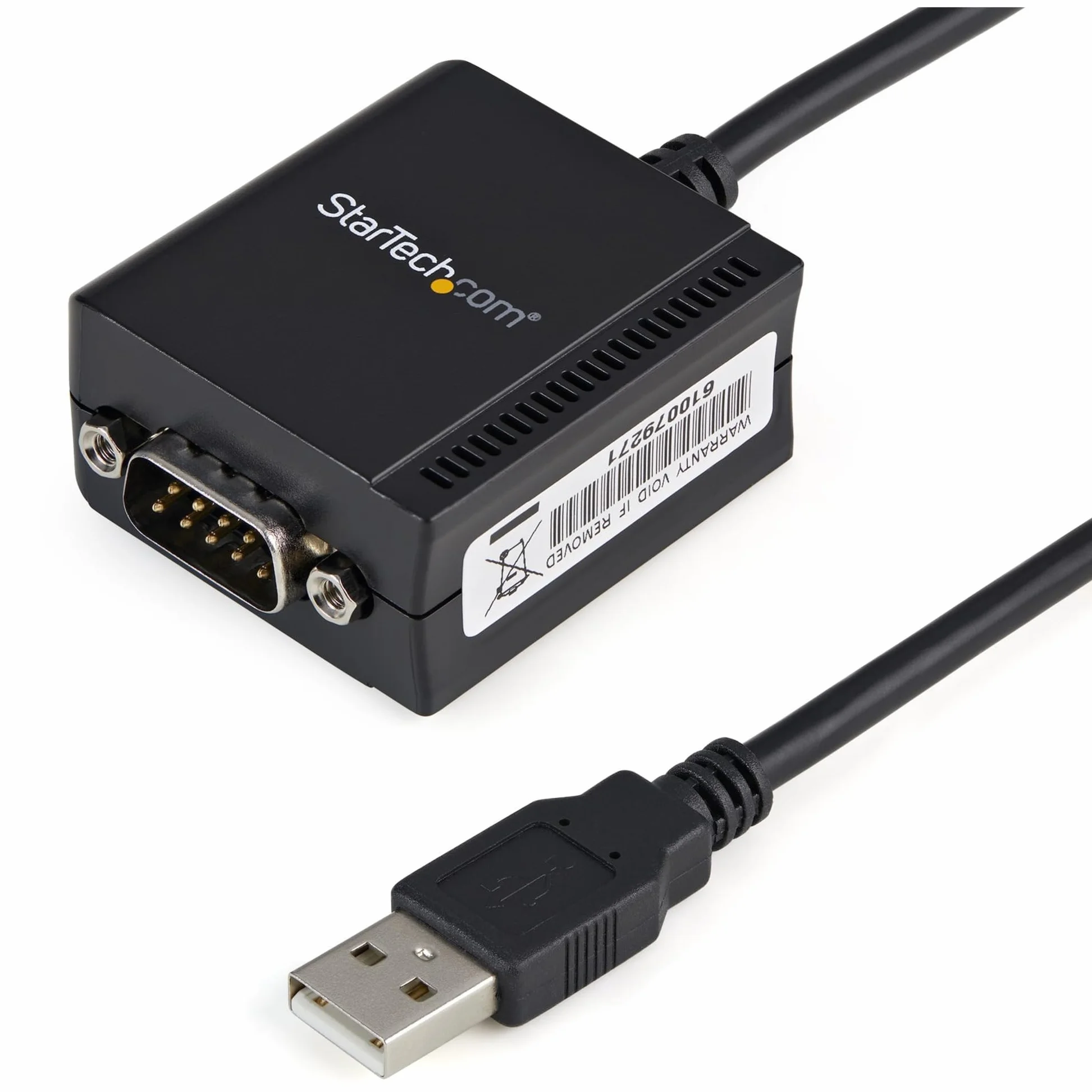 StarTech Câble USB vers Série RS232 1,8m, 1 Port, FTDI (ICUSB2321F) | Retention COM, Adaptateur USB vers RS232, Alimenté par USB, Design compact